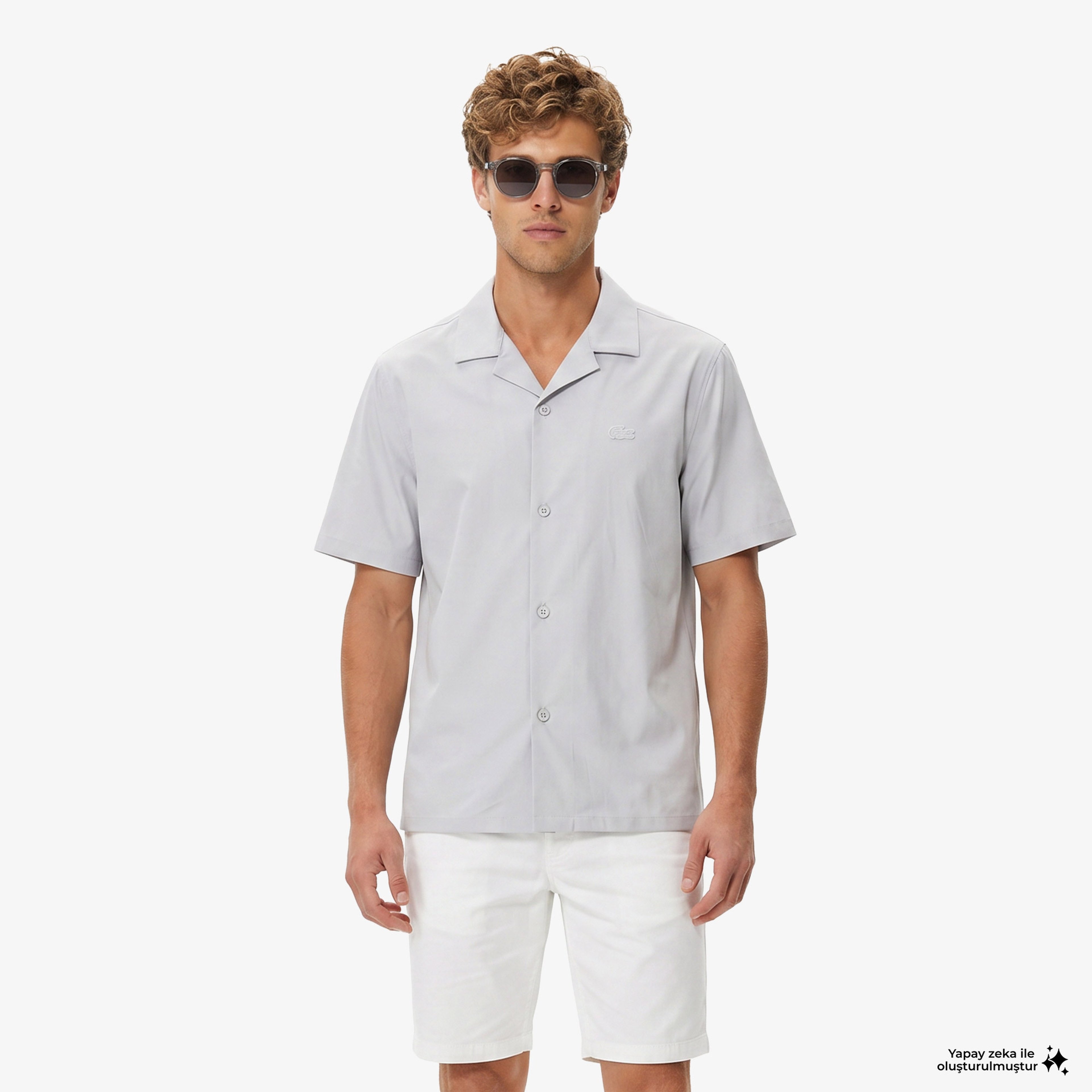 Erkek Relaxed Fit Kısa Kollu Gri Gömlek Erkek Relaxed Fit Kısa Kollu Gri Gömlek