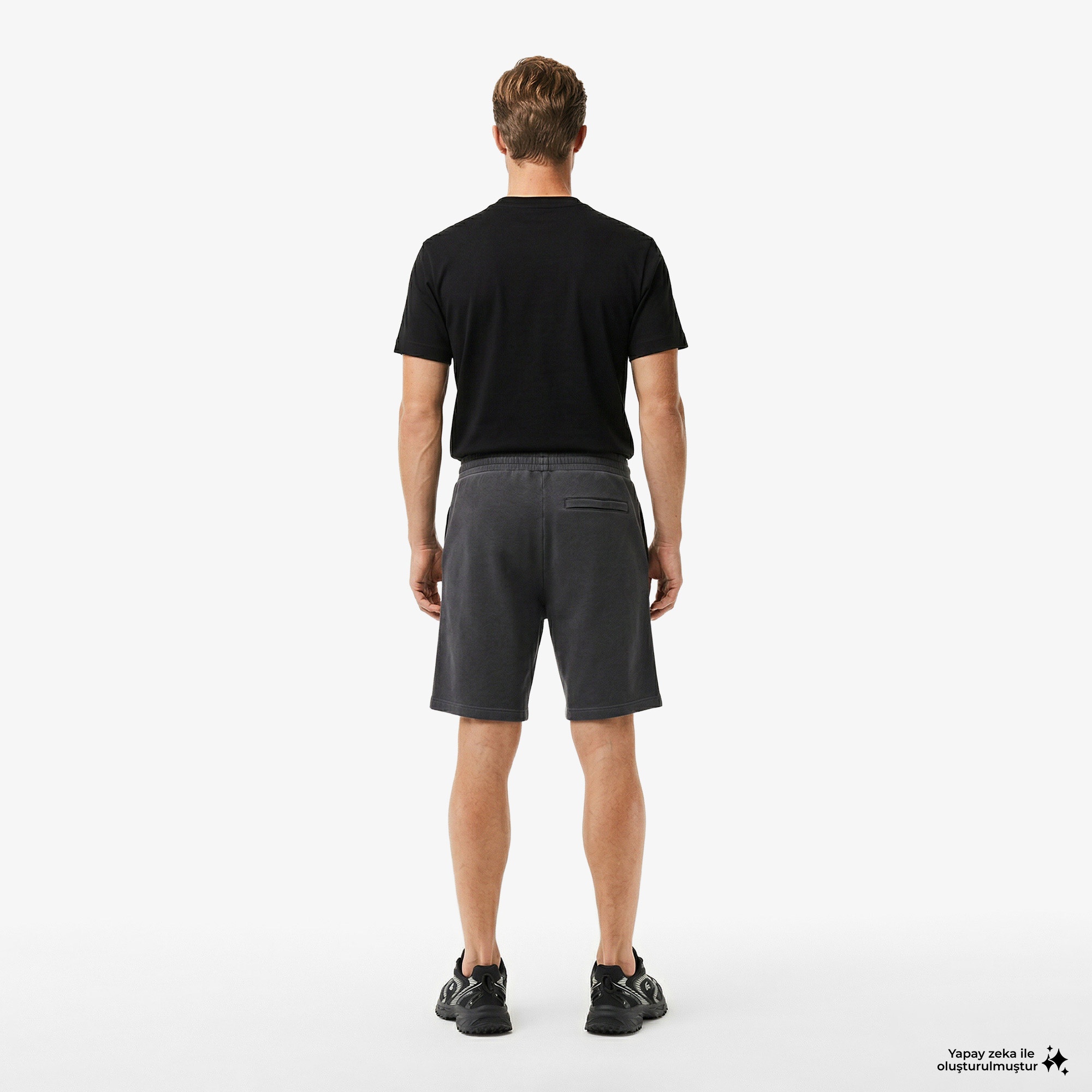 Erkek Loose Fit Koyu Gri Şort