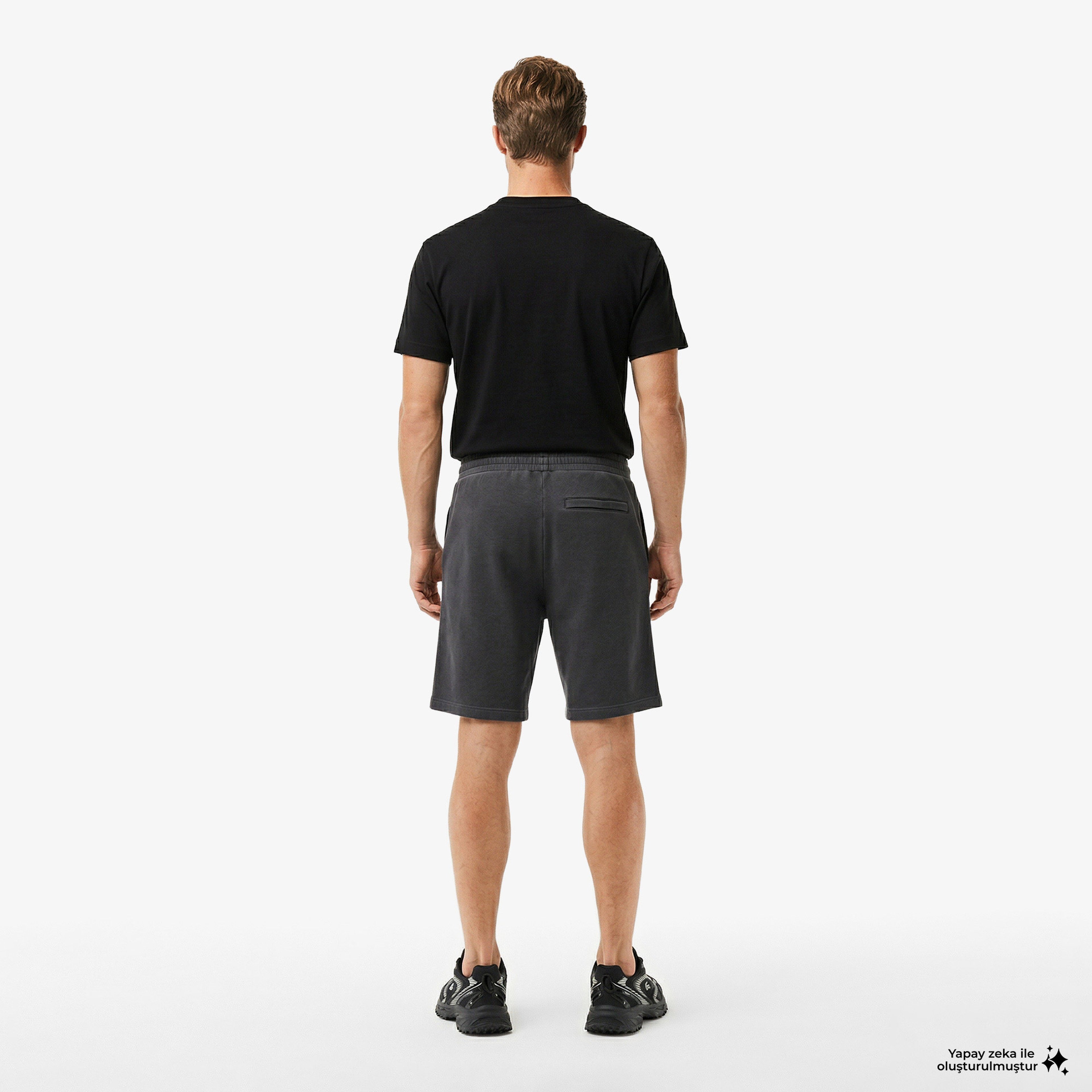 Erkek Loose Fit Koyu Gri Şort