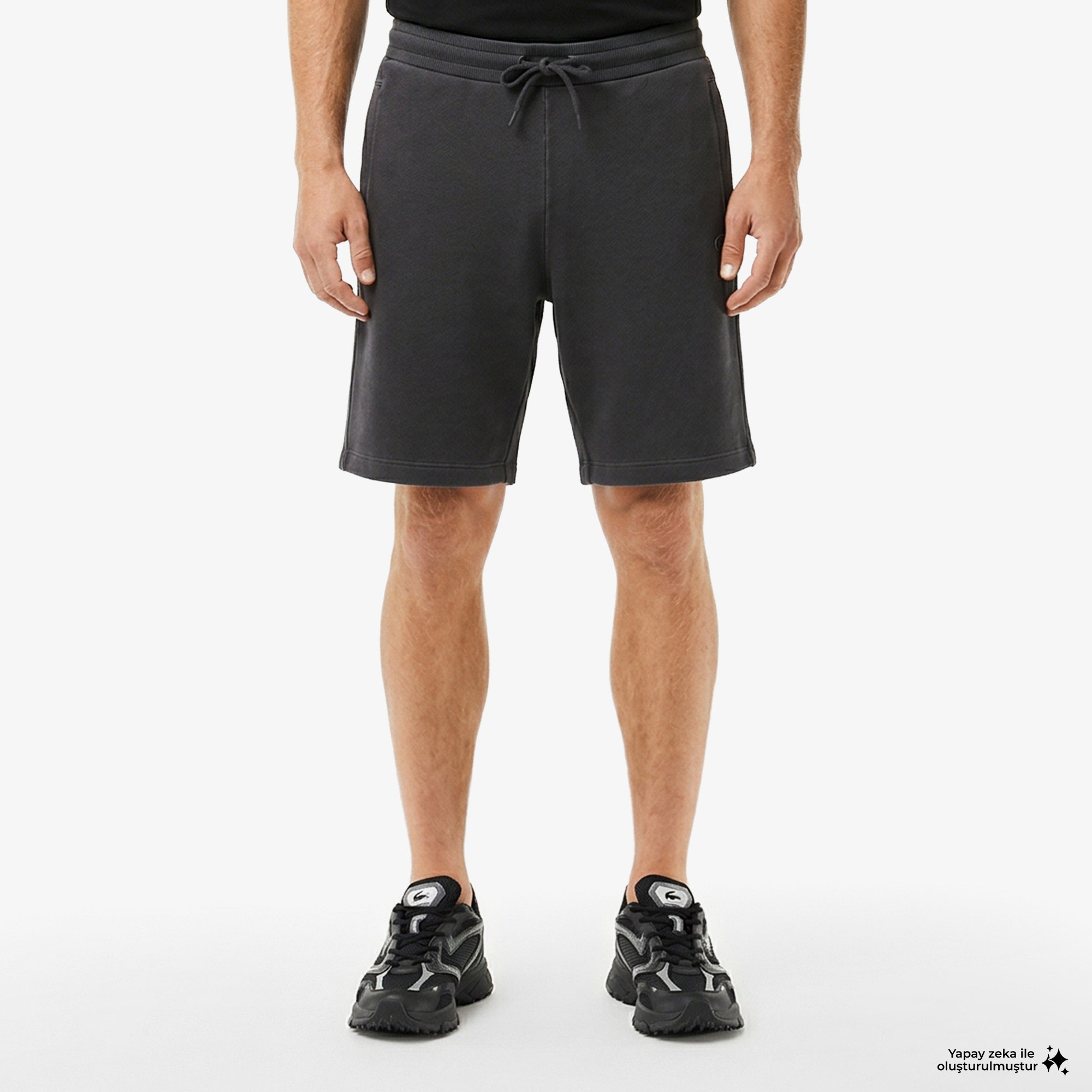 Erkek Loose Fit Koyu Gri Şort