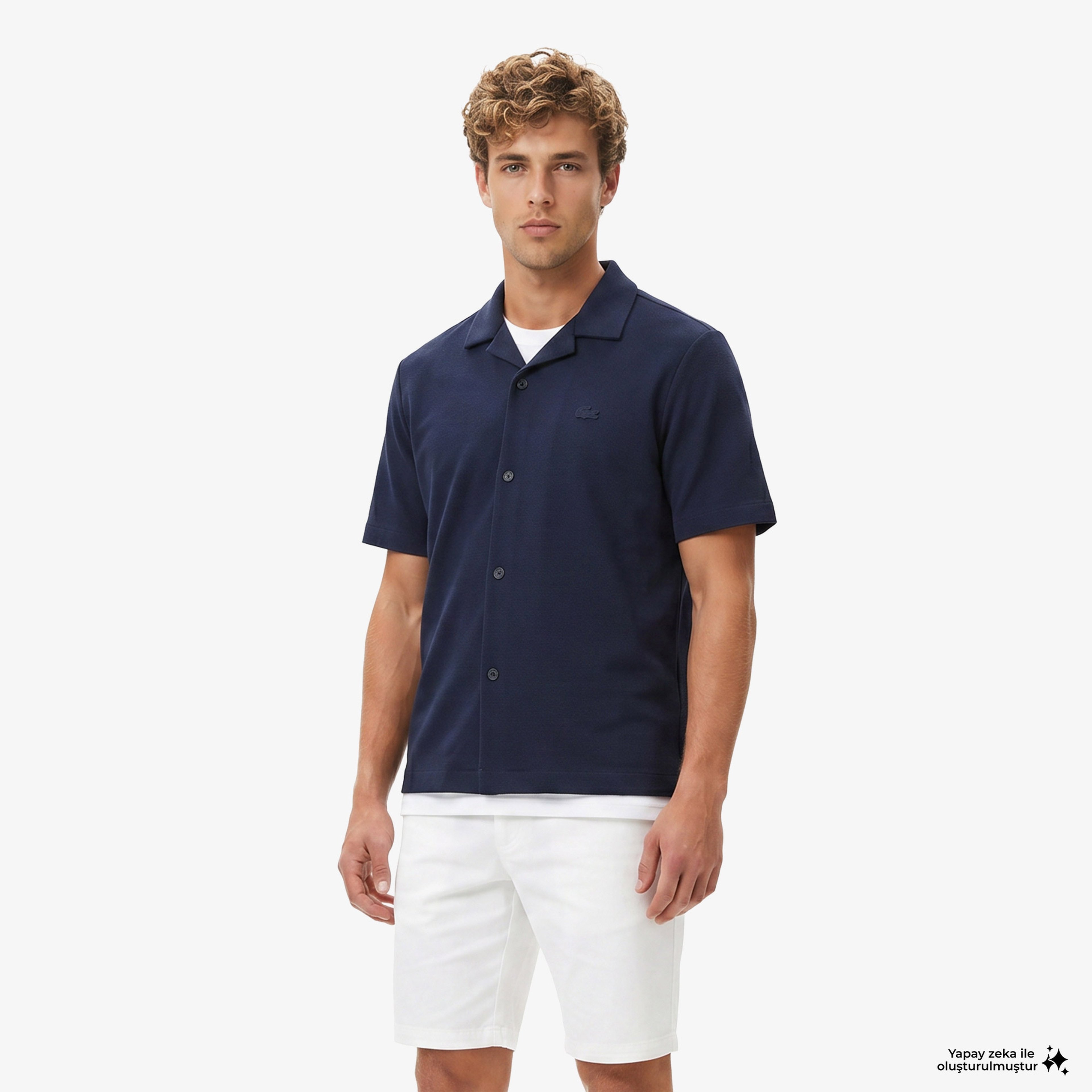 Erkek Relaxed Fit Kısa Kollu Lacivert Gömlek Erkek Relaxed Fit Kısa Kollu Lacivert Gömlek