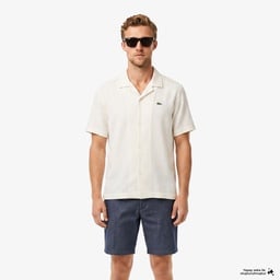 Erkek Relaxed Fit Kısa Kollu Krem Gömlek Krem