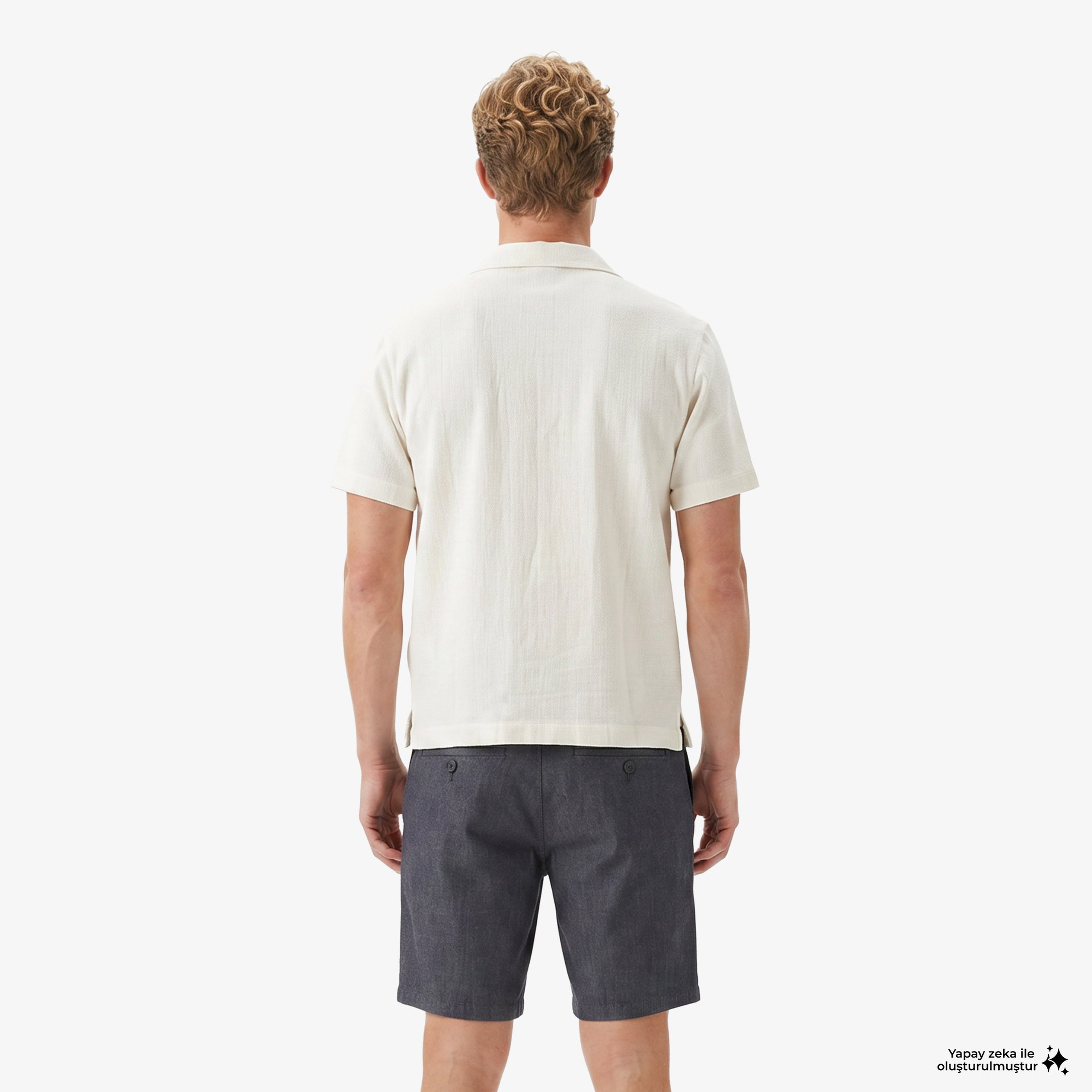 Erkek Relaxed Fit Kısa Kollu Krem Gömlek Erkek Relaxed Fit Kısa Kollu Krem Gömlek