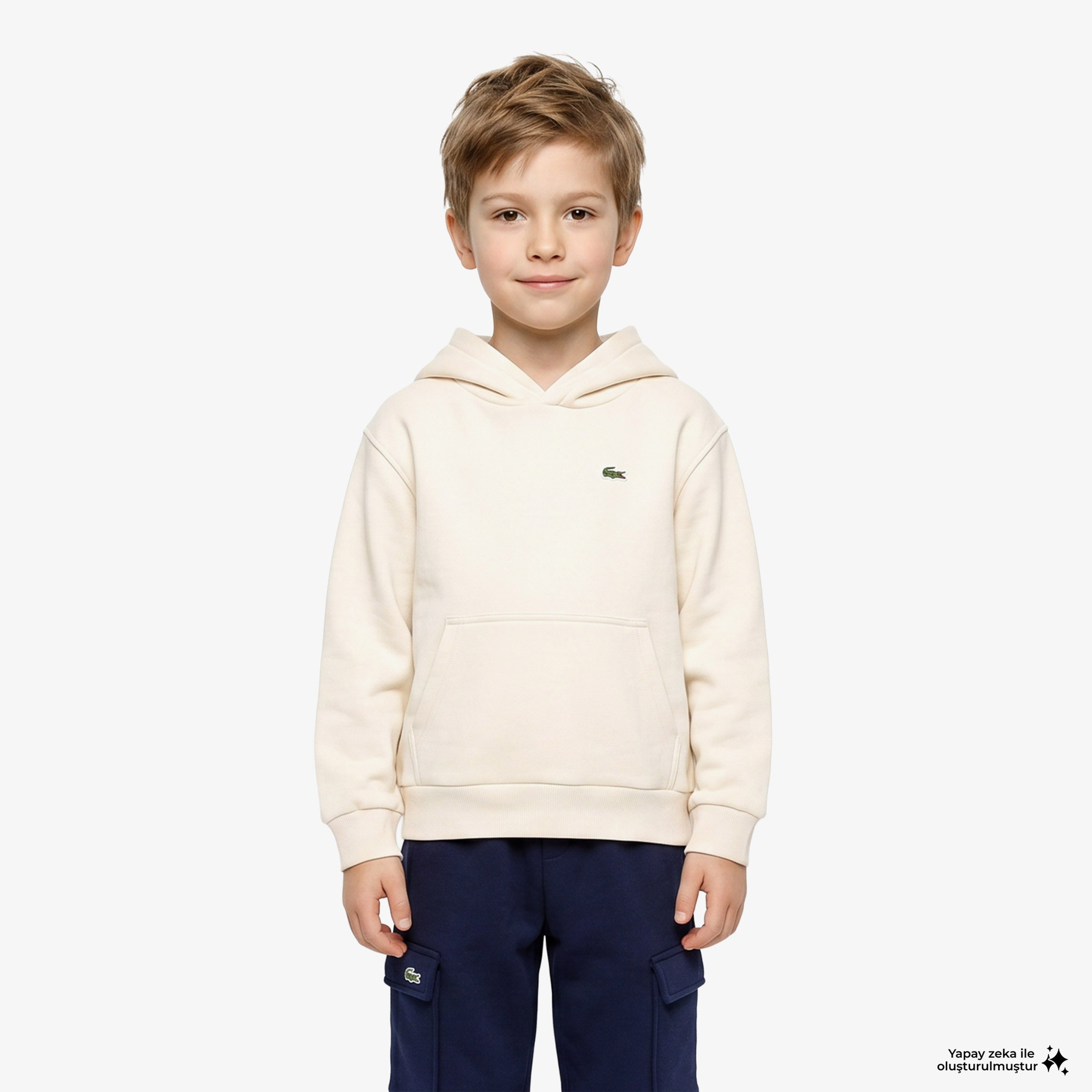 Çocuk Kapüşonlu Krem Sweatshirt Çocuk Kapüşonlu Krem Sweatshirt