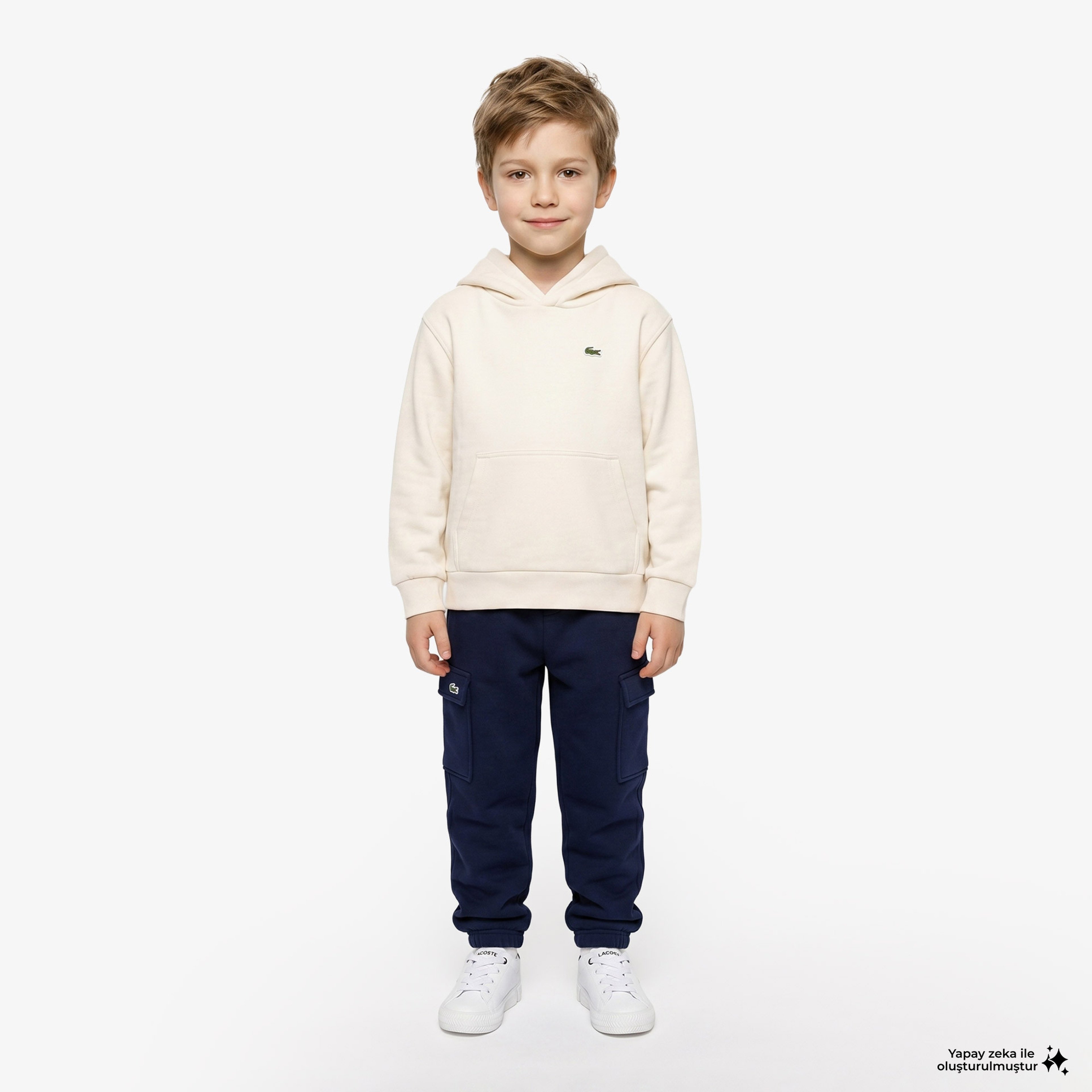 Çocuk Kapüşonlu Krem Sweatshirt Çocuk Kapüşonlu Krem Sweatshirt