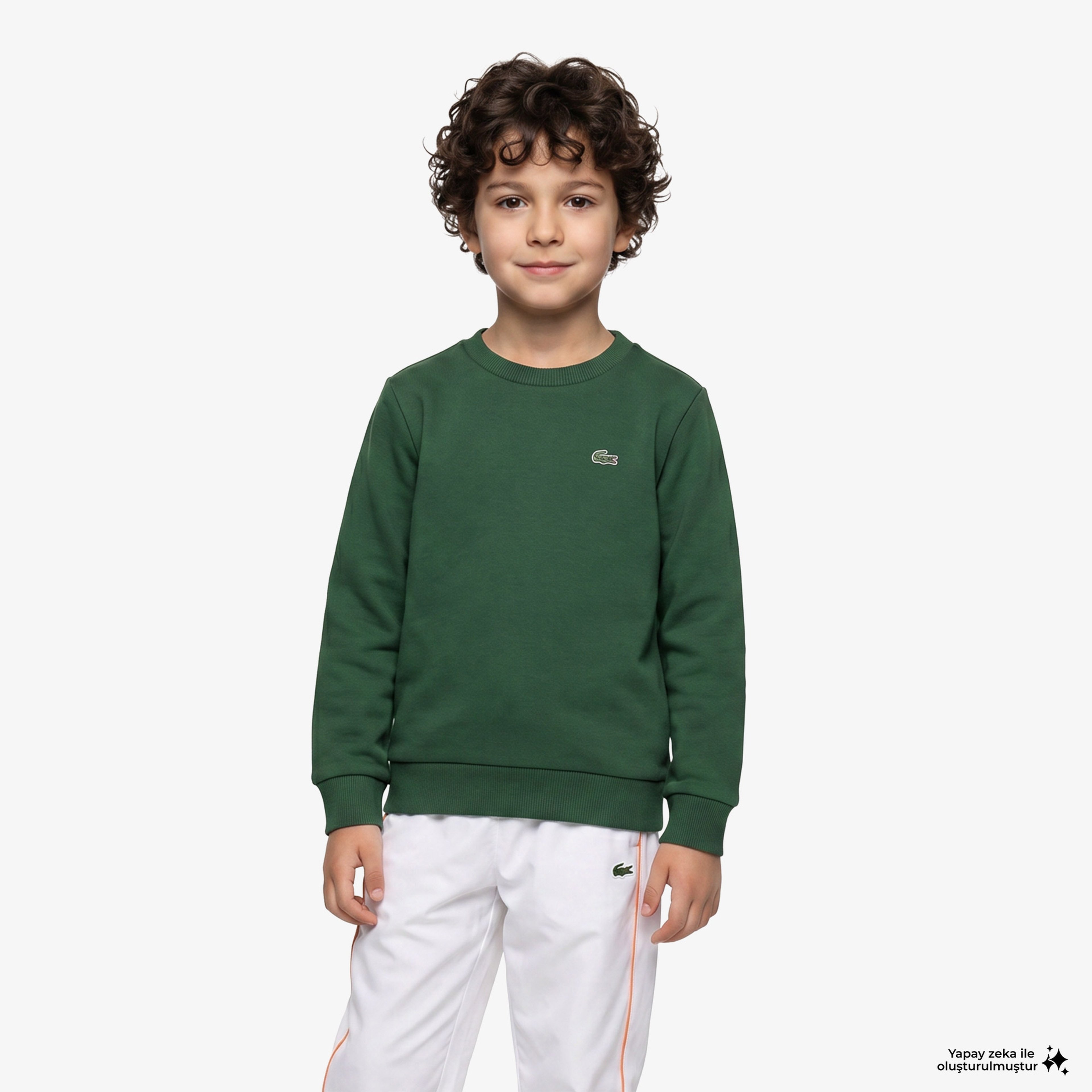 Çocuk Bisiklet Yaka Yeşil Sweatshirt Çocuk Bisiklet Yaka Yeşil Sweatshirt