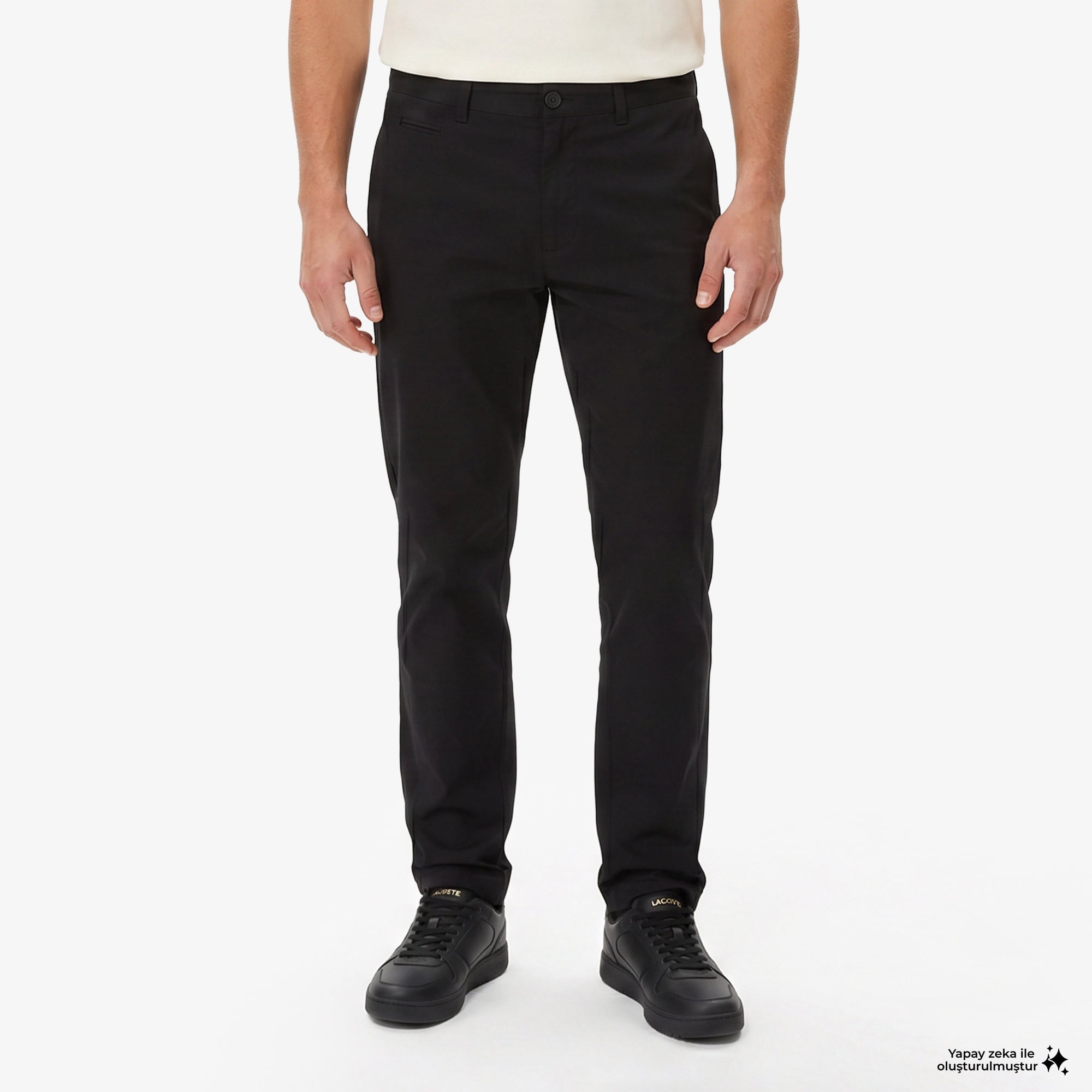Erkek Slim Fit Siyah Chino Pantolon