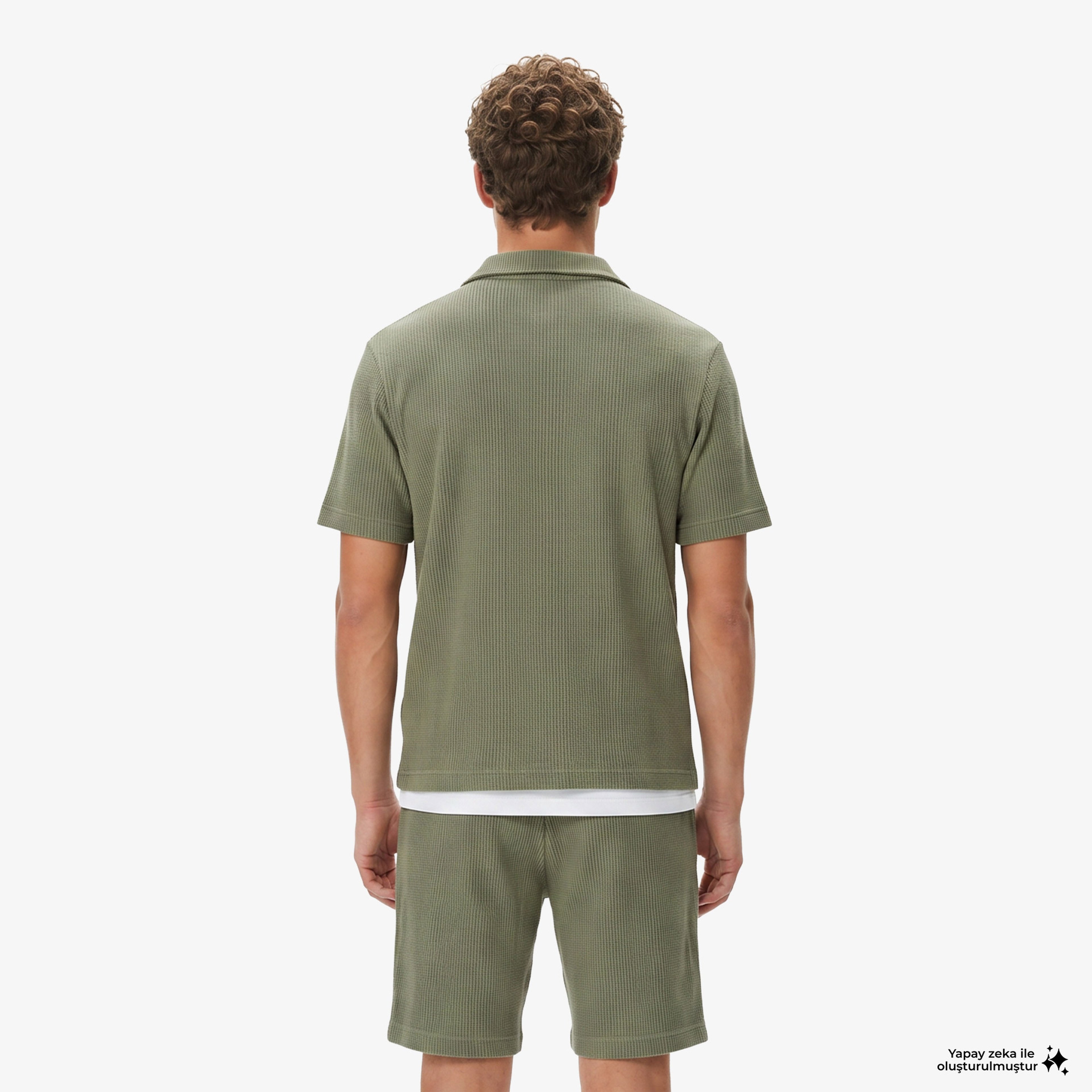 Erkek Relaxed Fit Kısa Kollu Çizgili Haki Gömlek Erkek Relaxed Fit Kısa Kollu Çizgili Haki Gömlek