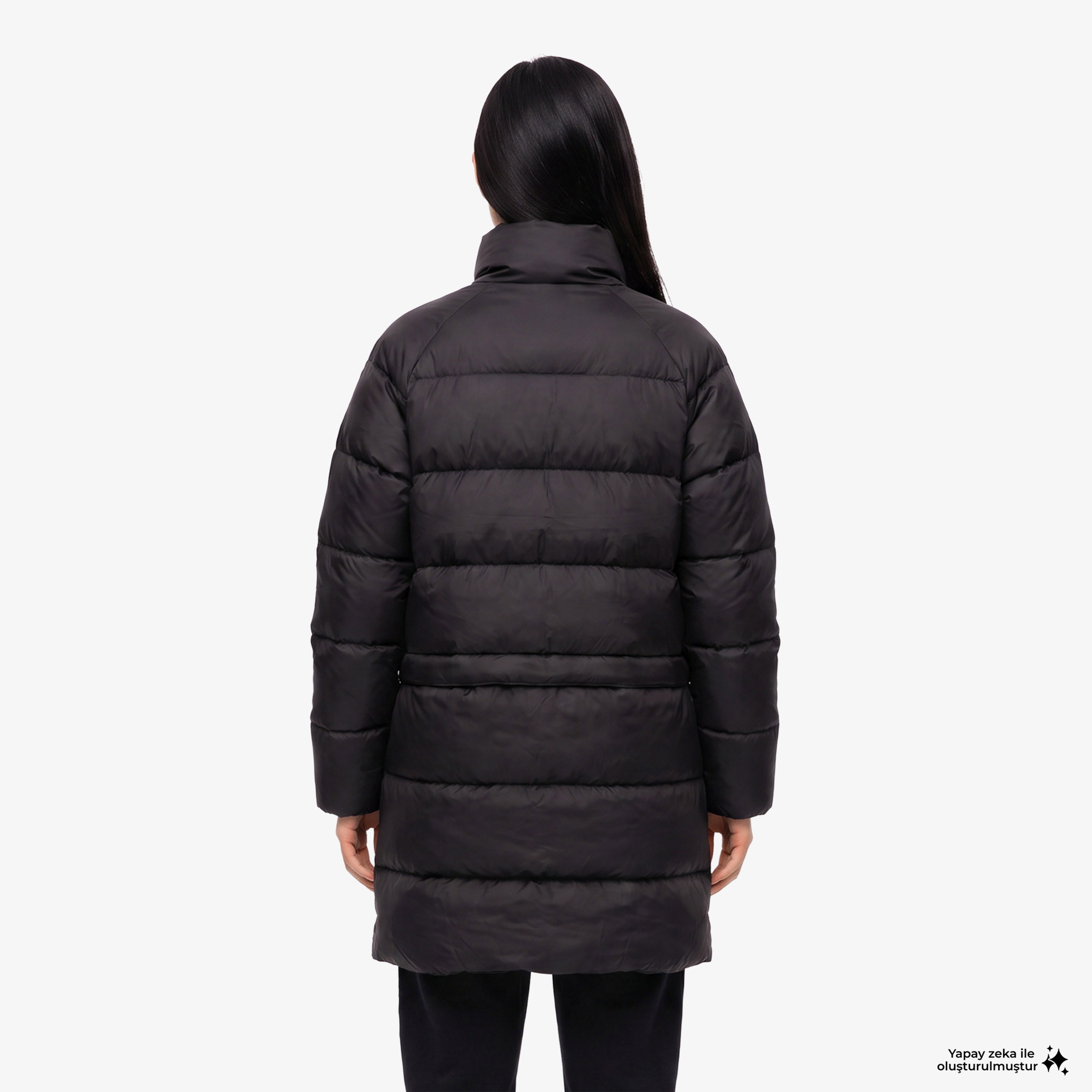 Kadın Relaxed Fit Dik Yaka Siyah Mont Kadın Relaxed Fit Dik Yaka Siyah Mont