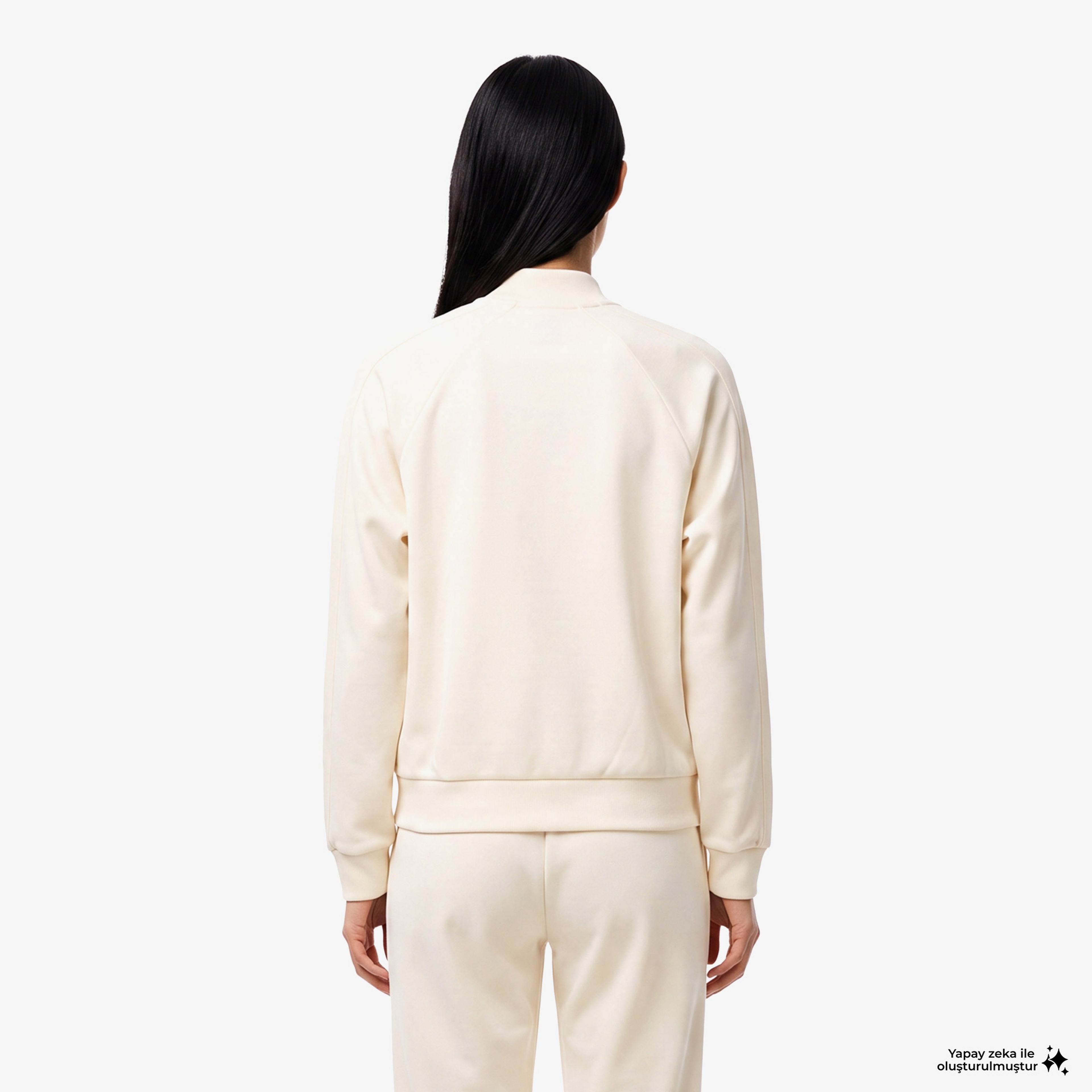 Kadın Regular Fit Fermuarlı Krem Sweatshirt