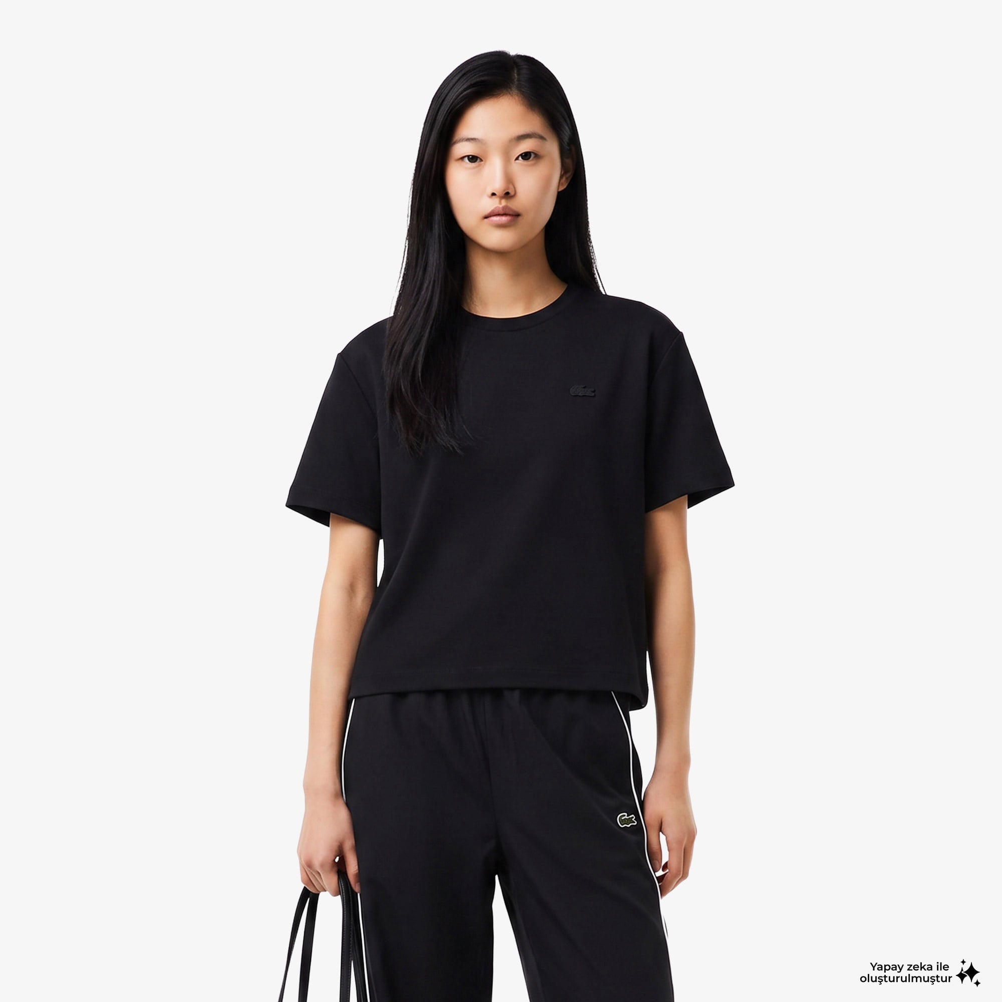 Kadın Loose Fit Bisiklet Yaka Siyah T-Shirt