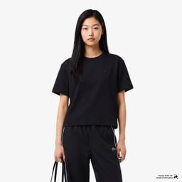 Kadın Loose Fit Bisiklet Yaka Siyah T-Shirt Siyah