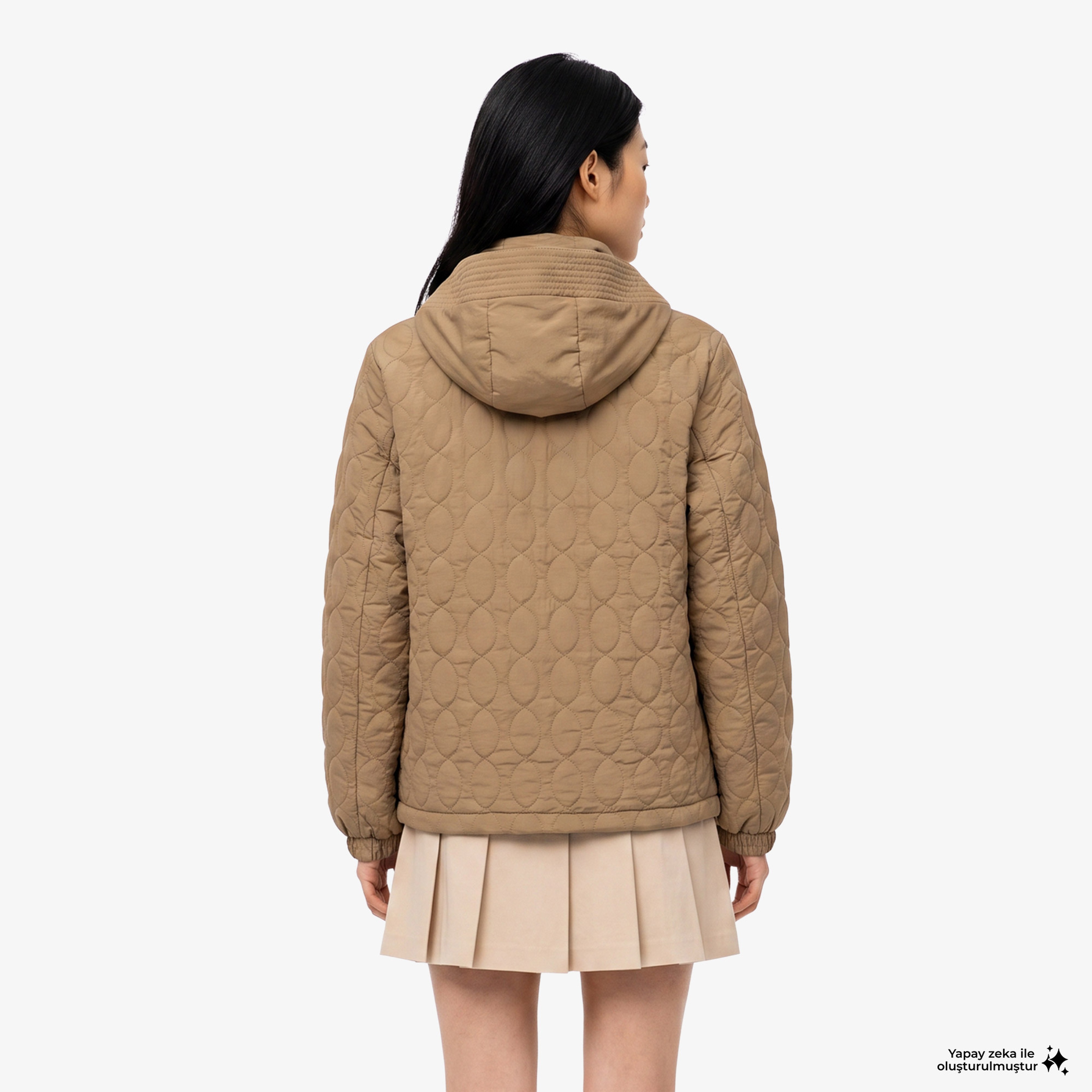 Kadın Relaxed Fit Kapüşonlu Desenli Kahverengi Ceket Kadın Relaxed Fit Kapüşonlu Desenli Kahverengi Ceket