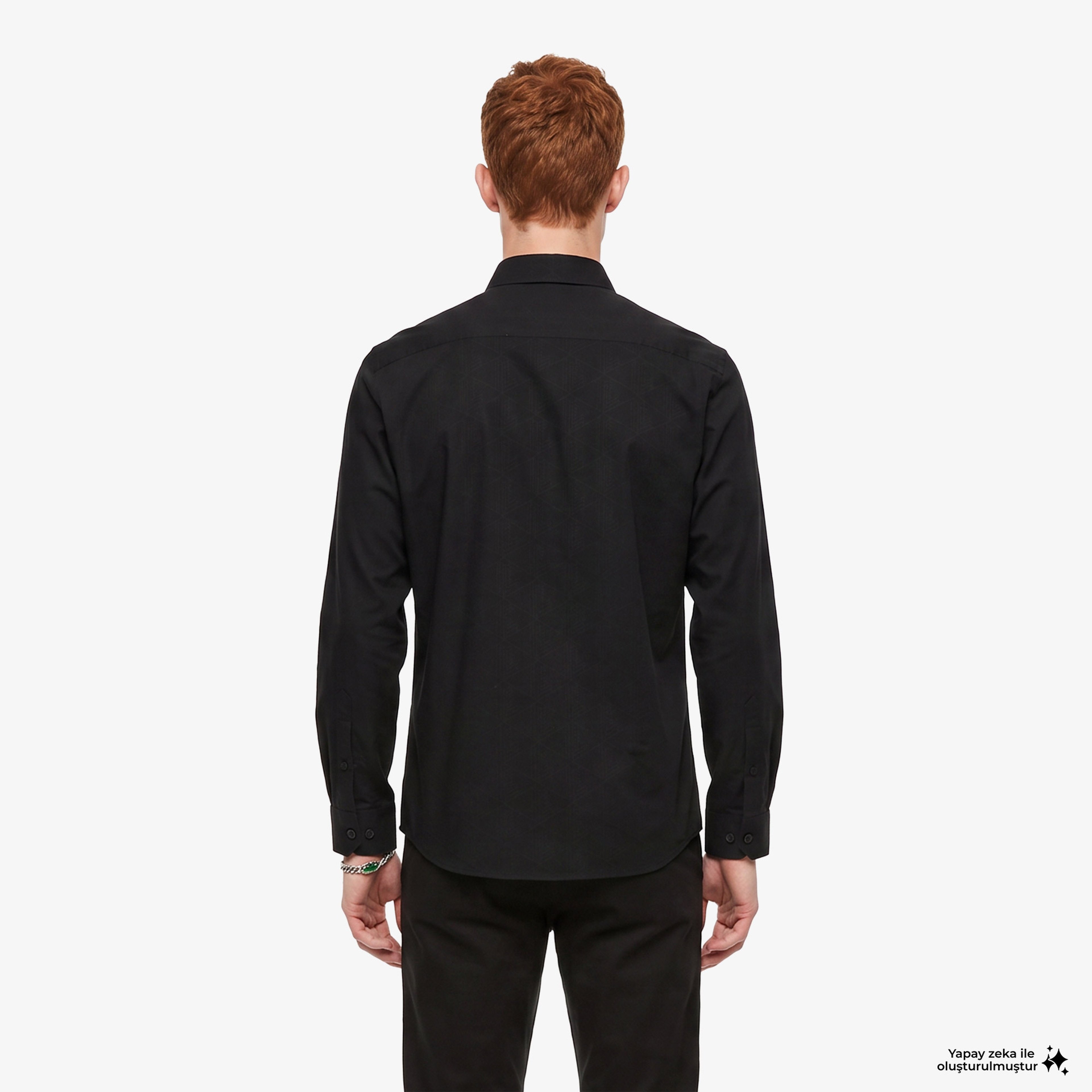 Erkek Slim Fit Düğmeli Yaka Siyah Gömlek Erkek Slim Fit Düğmeli Yaka Siyah Gömlek