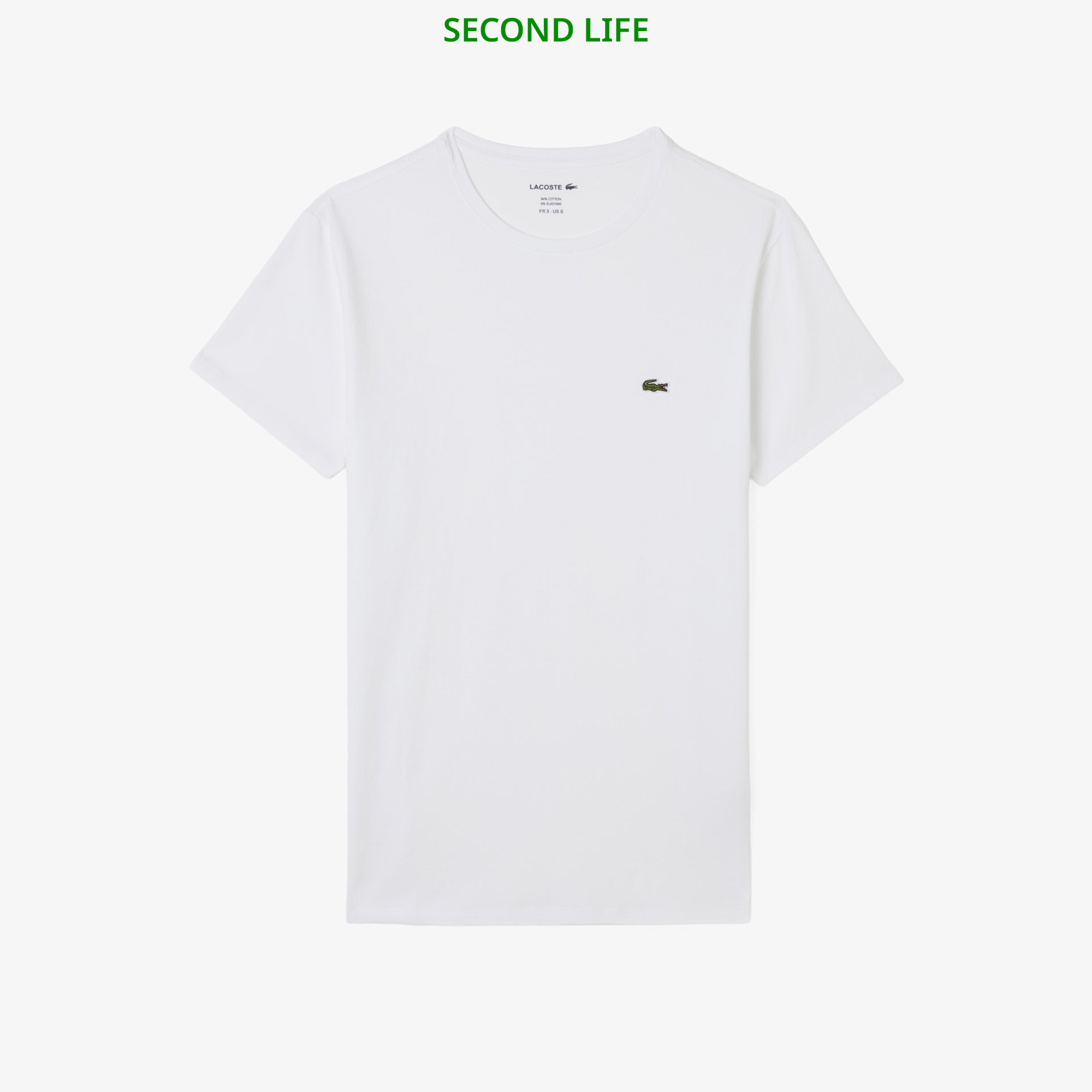 Lacoste İkinci El Erkek Slim Fit Bisiklet Yaka Beyaz T-Shirt