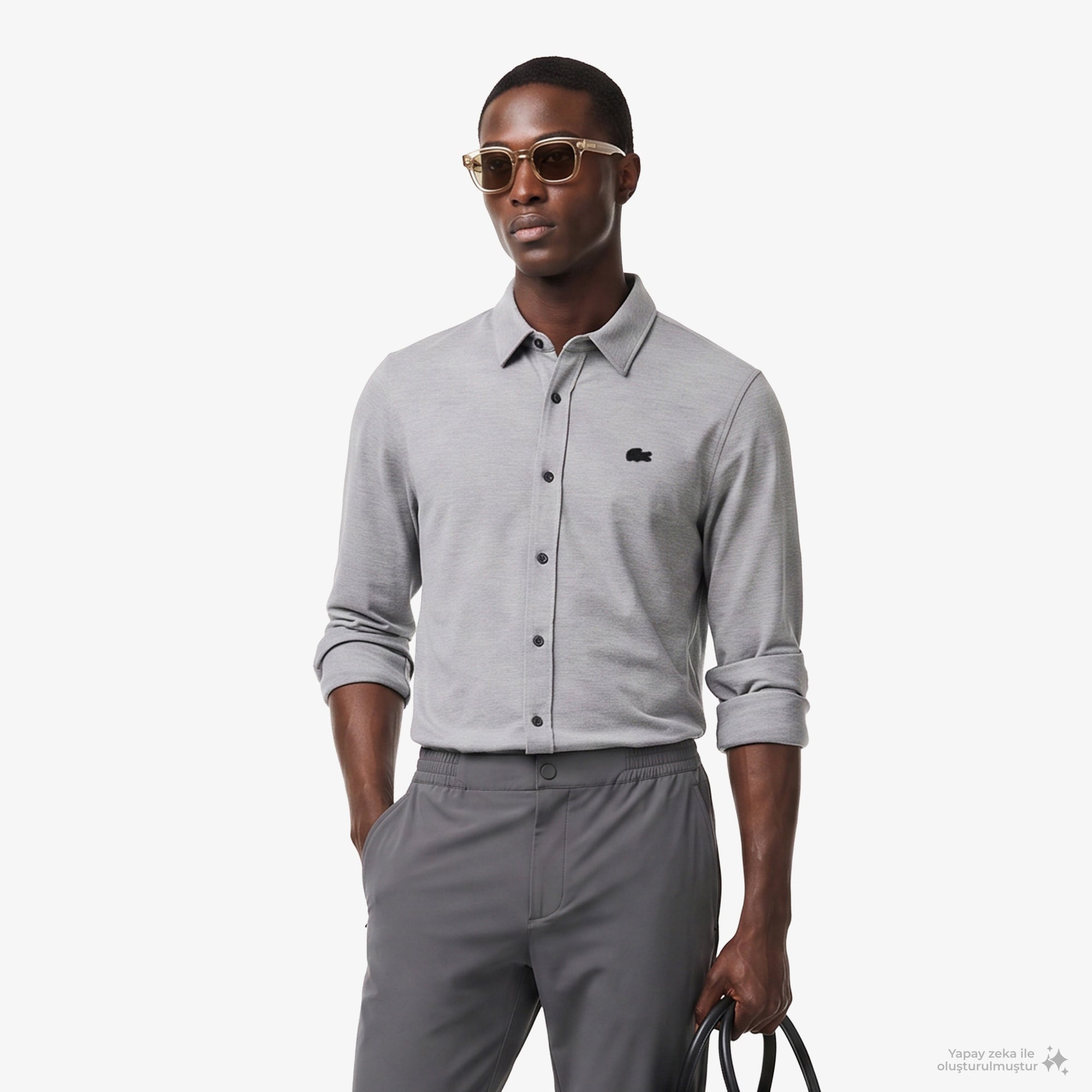 Erkek Slim Fit Gri Gömlek