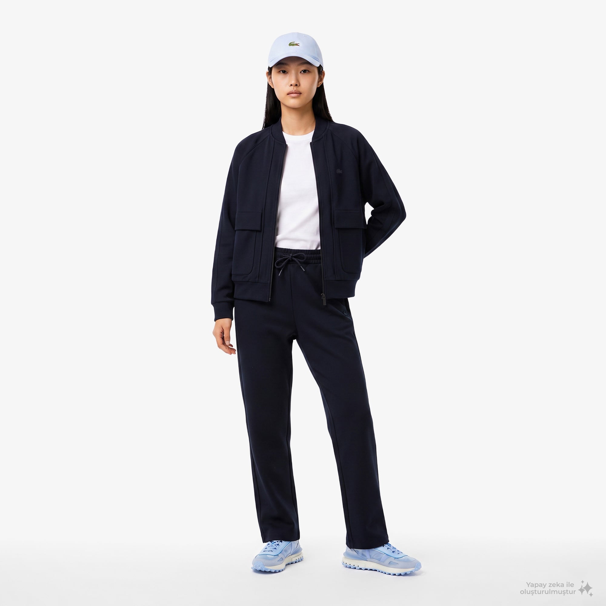 Kadın Regular Fit Fermuarlı Lacivert Sweatshirt