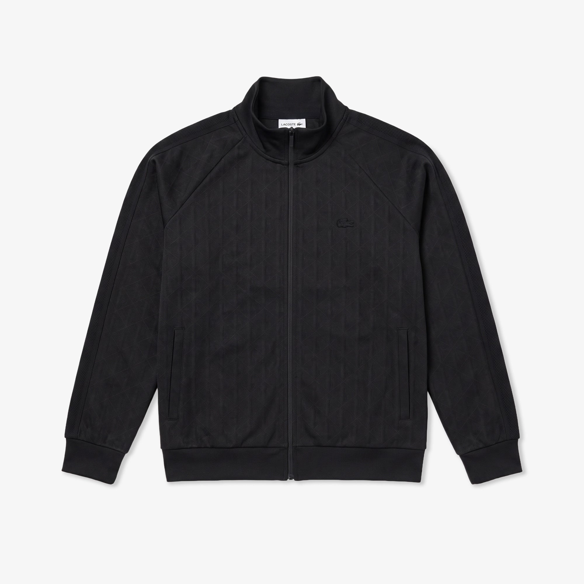 Erkek Regular Fit Fermuarlı Monogram Siyah Sweatshirt