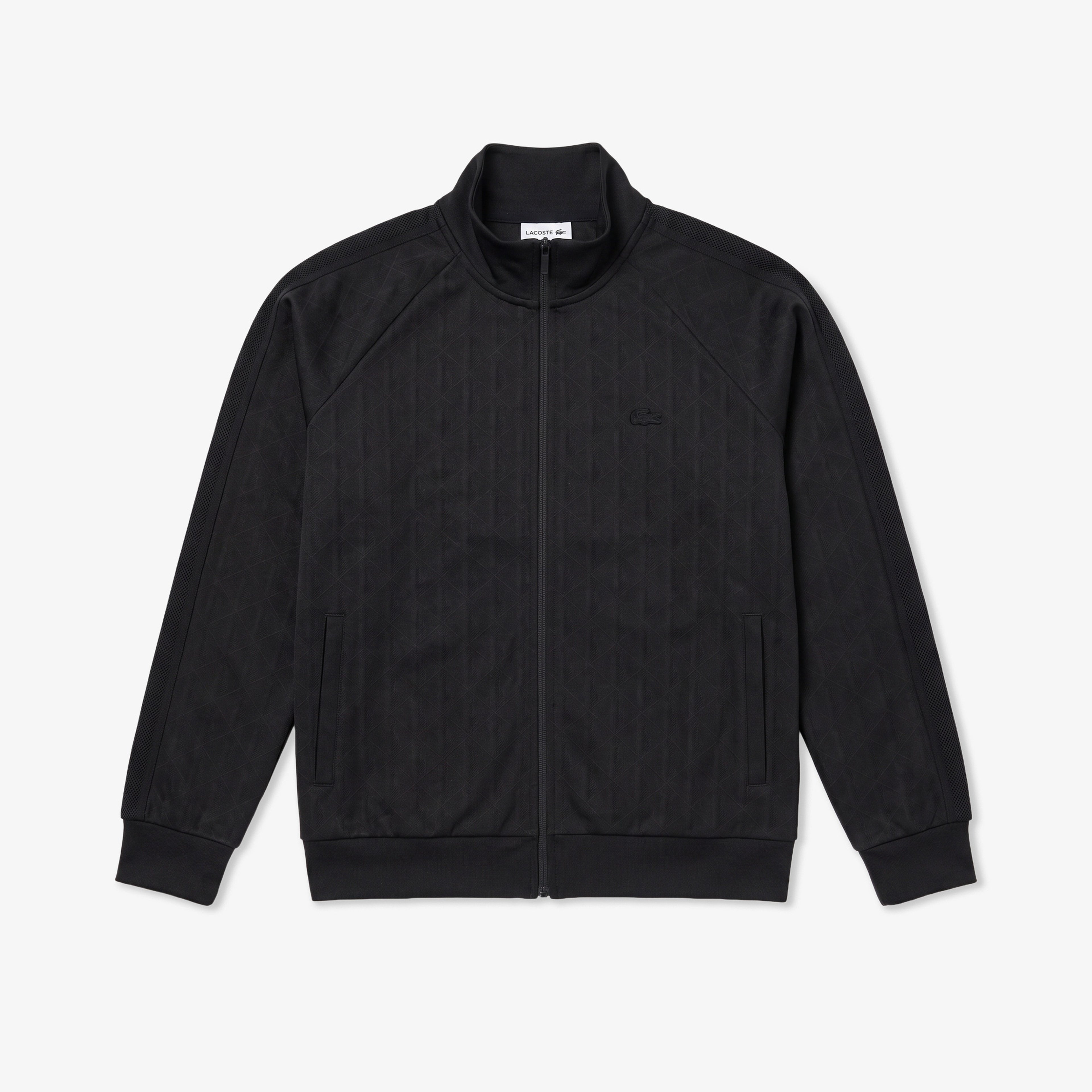 Erkek Regular Fit Fermuarlı Monogram Siyah Sweatshirt