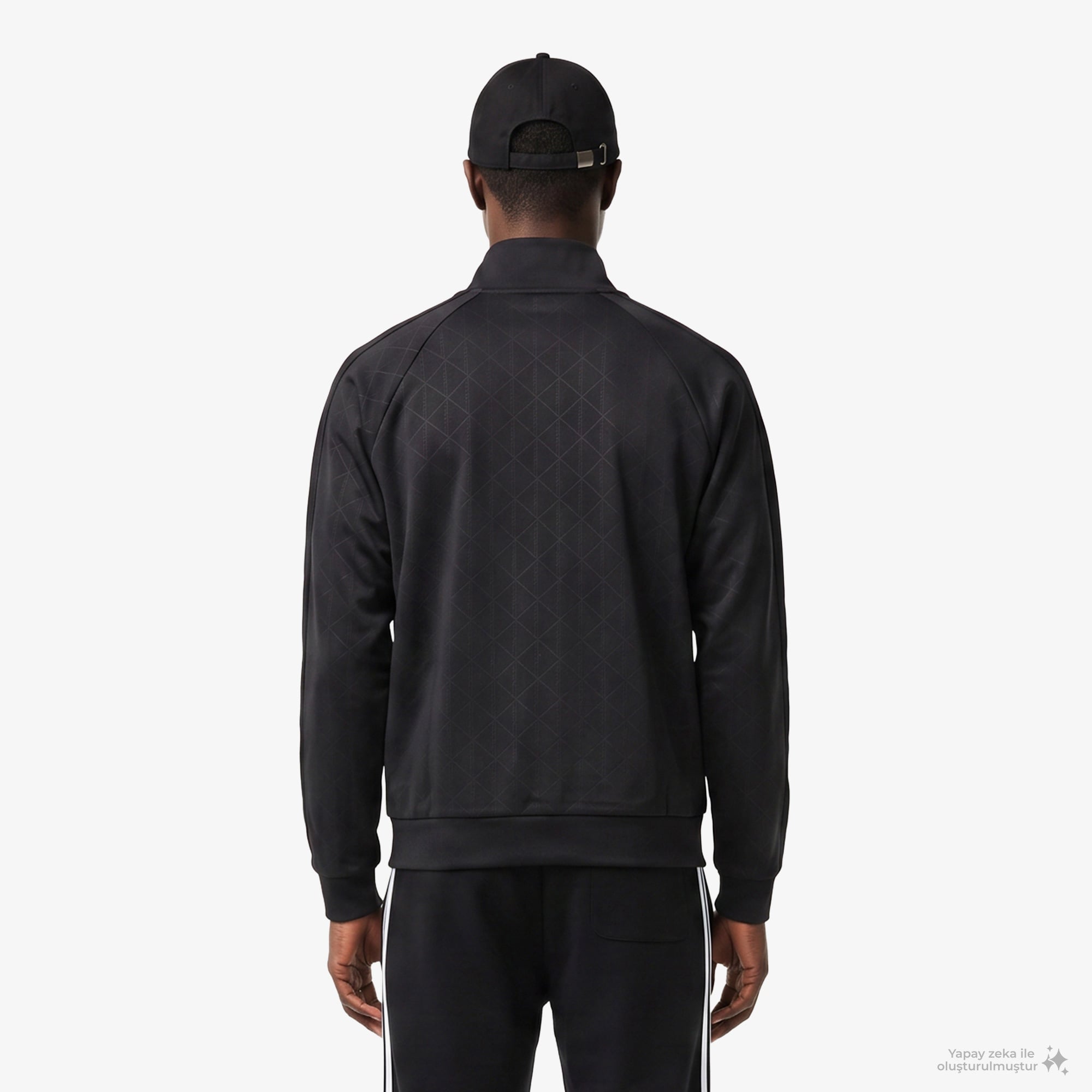 Erkek Regular Fit Fermuarlı Monogram Siyah Sweatshirt