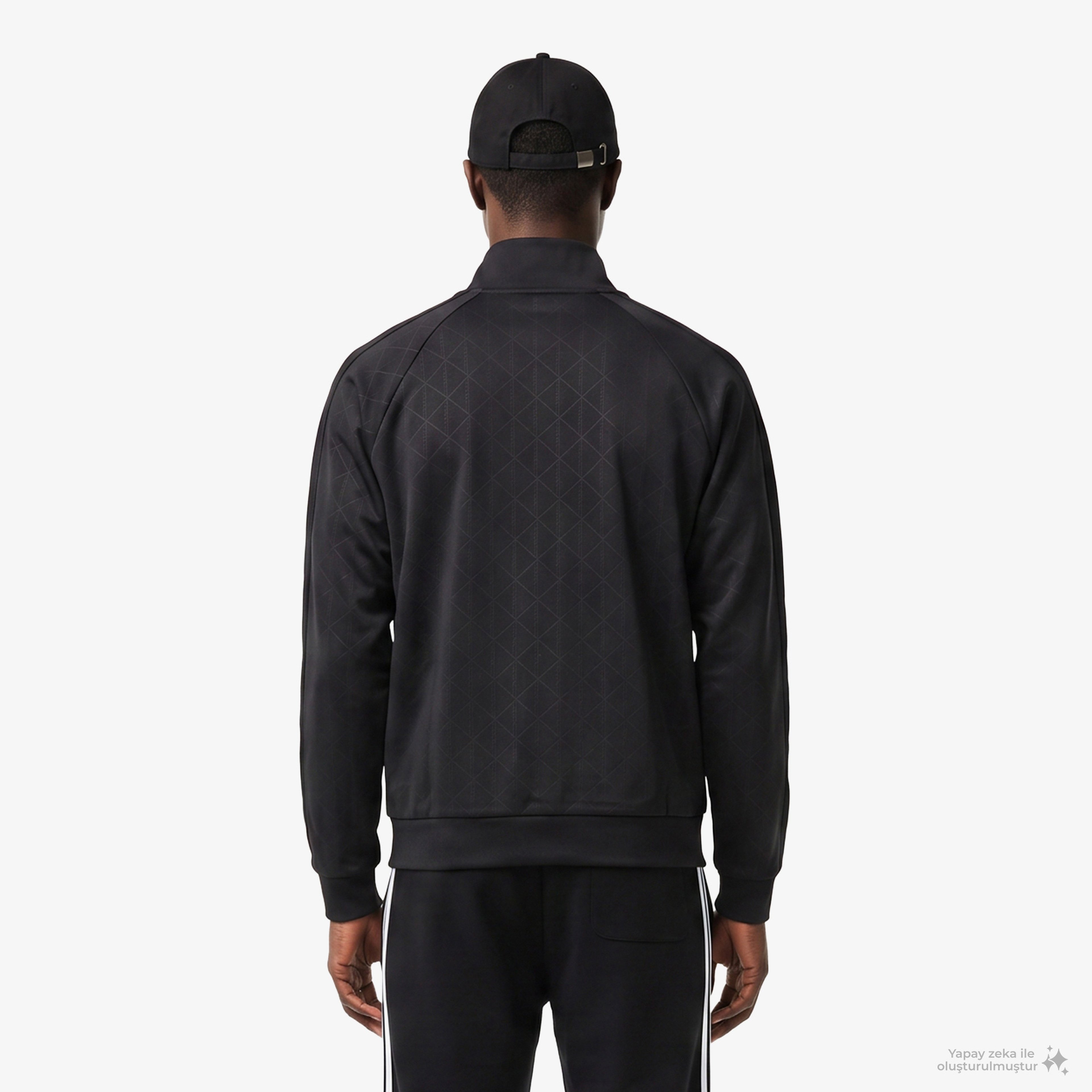 Erkek Regular Fit Fermuarlı Monogram Siyah Sweatshirt