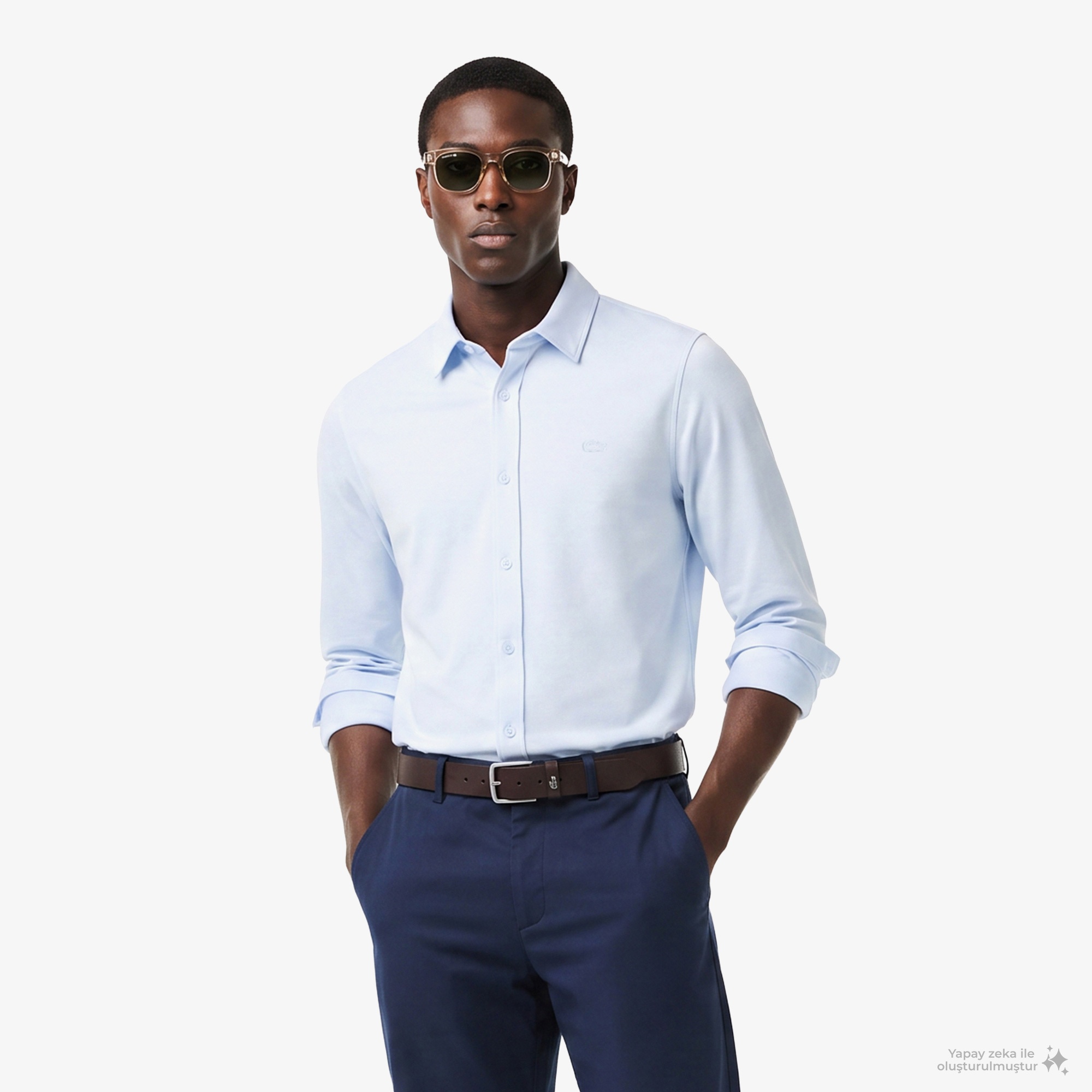 Erkek Slim Fit Açık Mavi Gömlek
