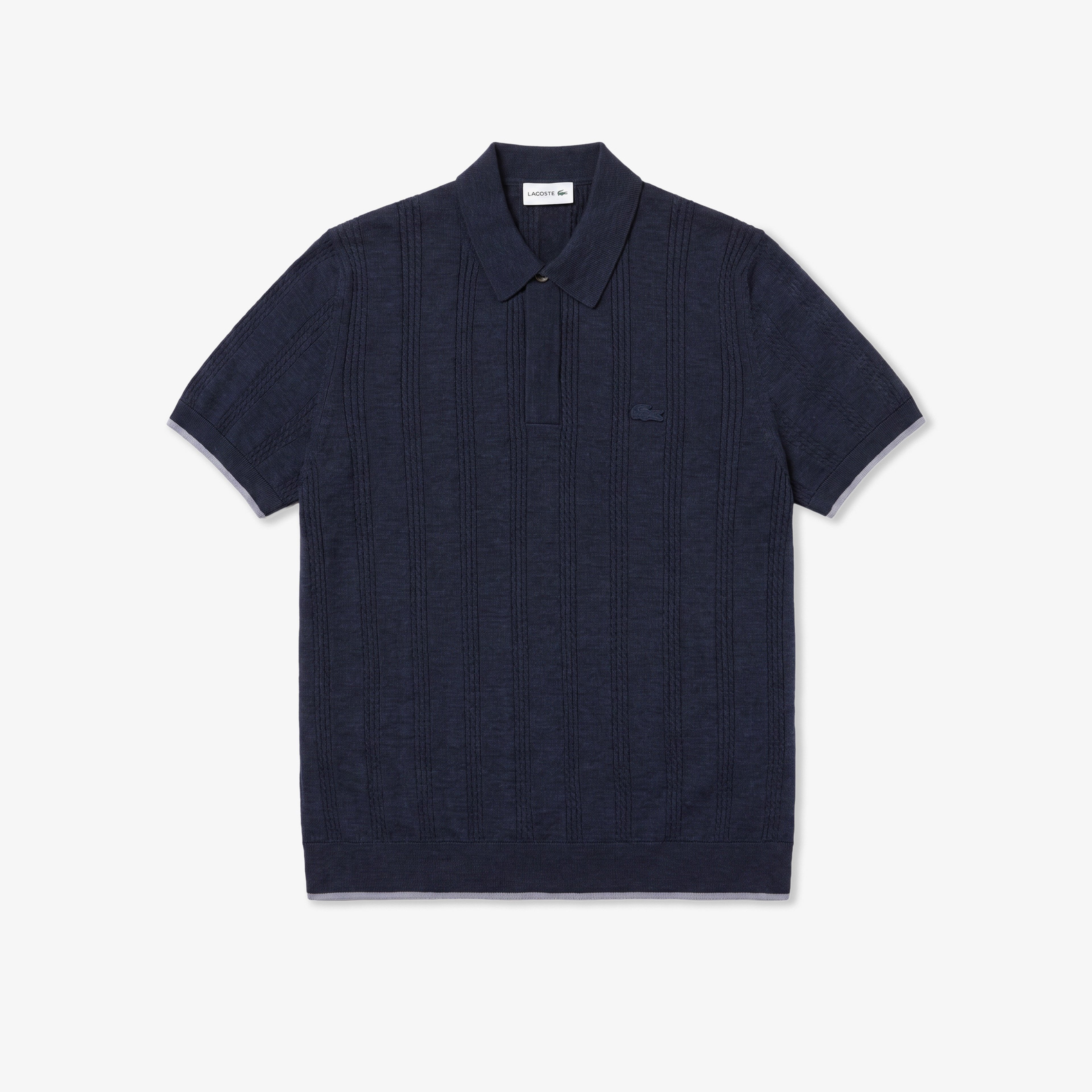 Erkek Regular Fit Kısa Kollu Polo Yaka Desenli Lacivert Triko Erkek Regular Fit Kısa Kollu Polo Yaka Desenli Lacivert Triko