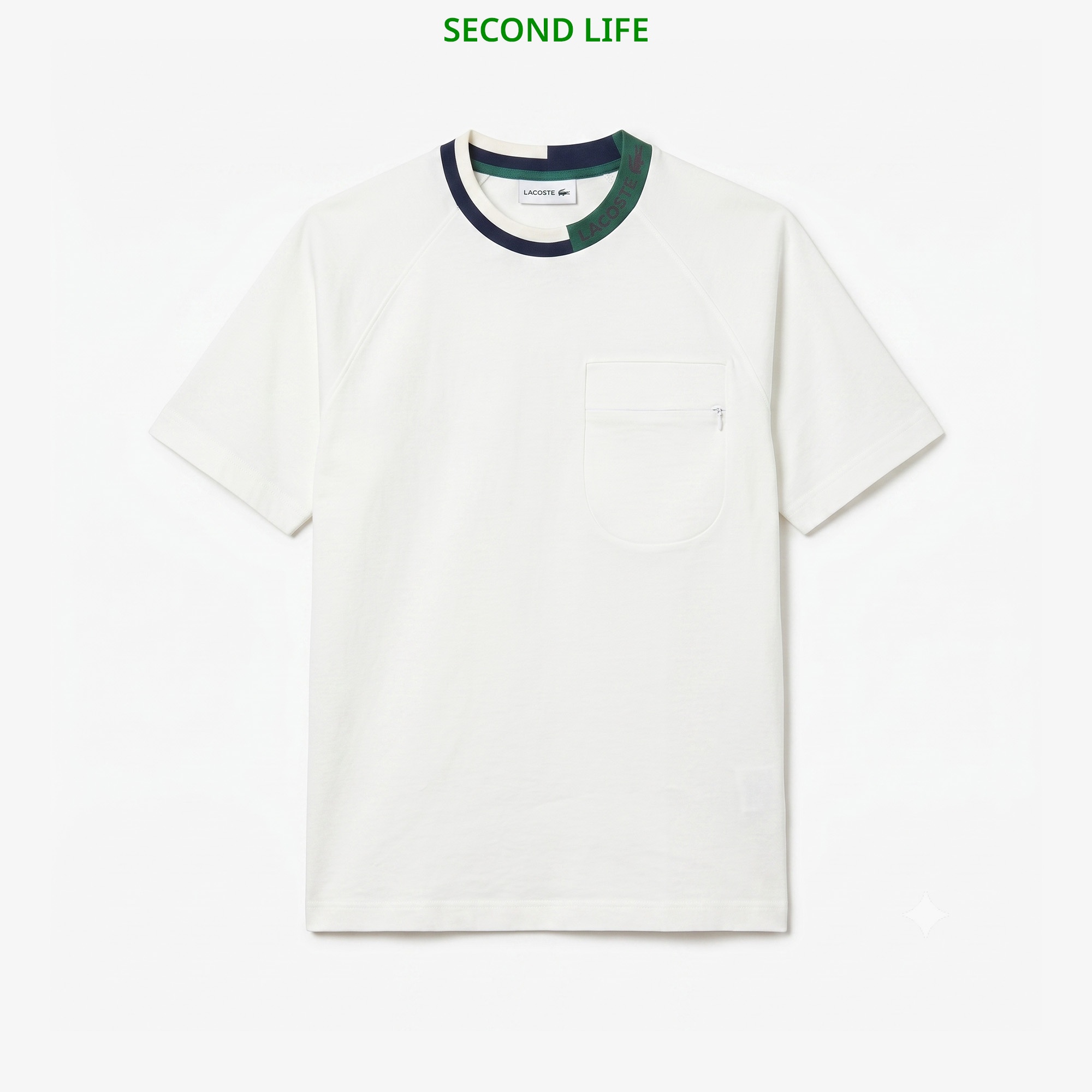 İkinci El Erkek Bisiklet Yaka Beyaz Cepli T-Shirt