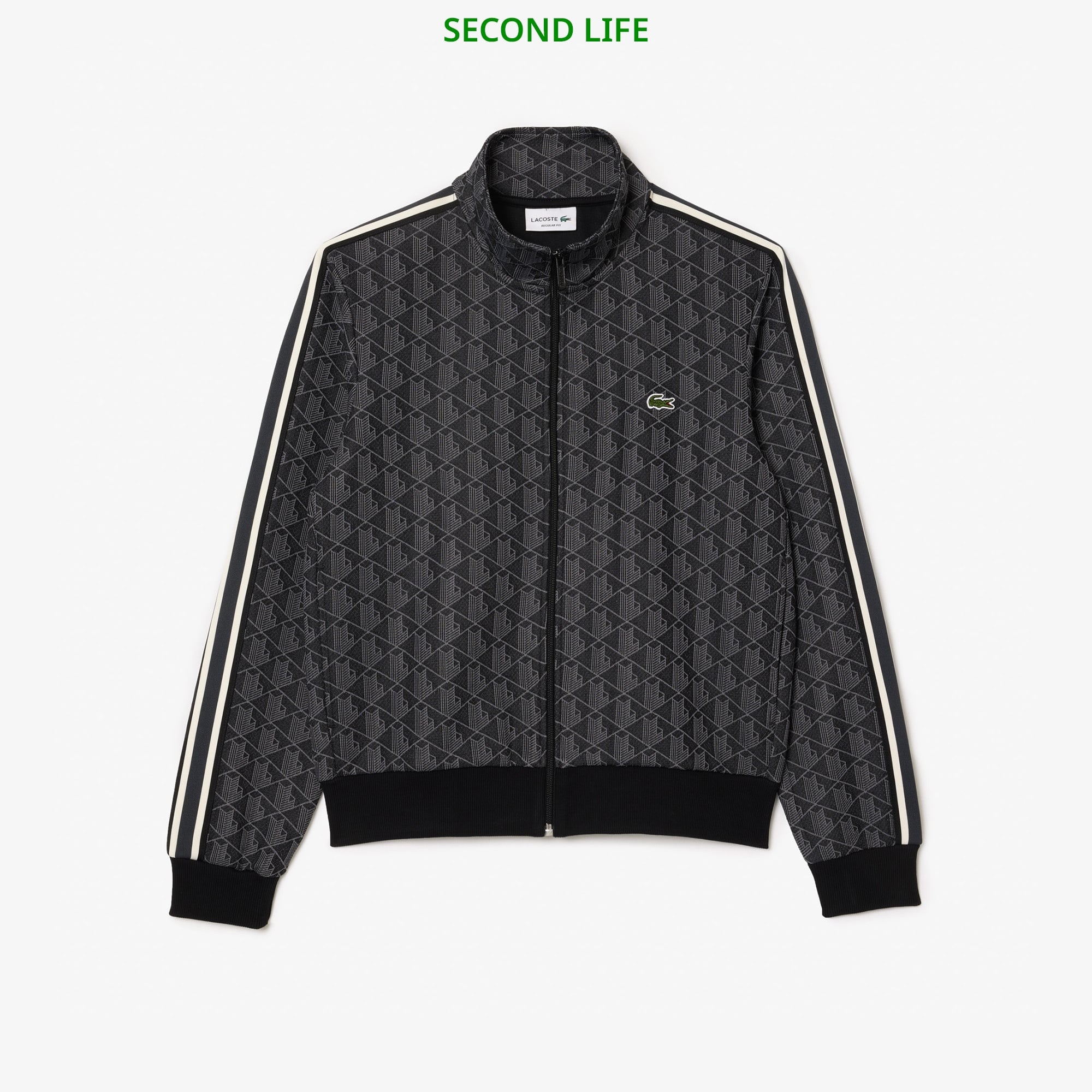 İkinci El Erkek Regular Fit Fermuarlı Monogram Siyah Sweatshirt