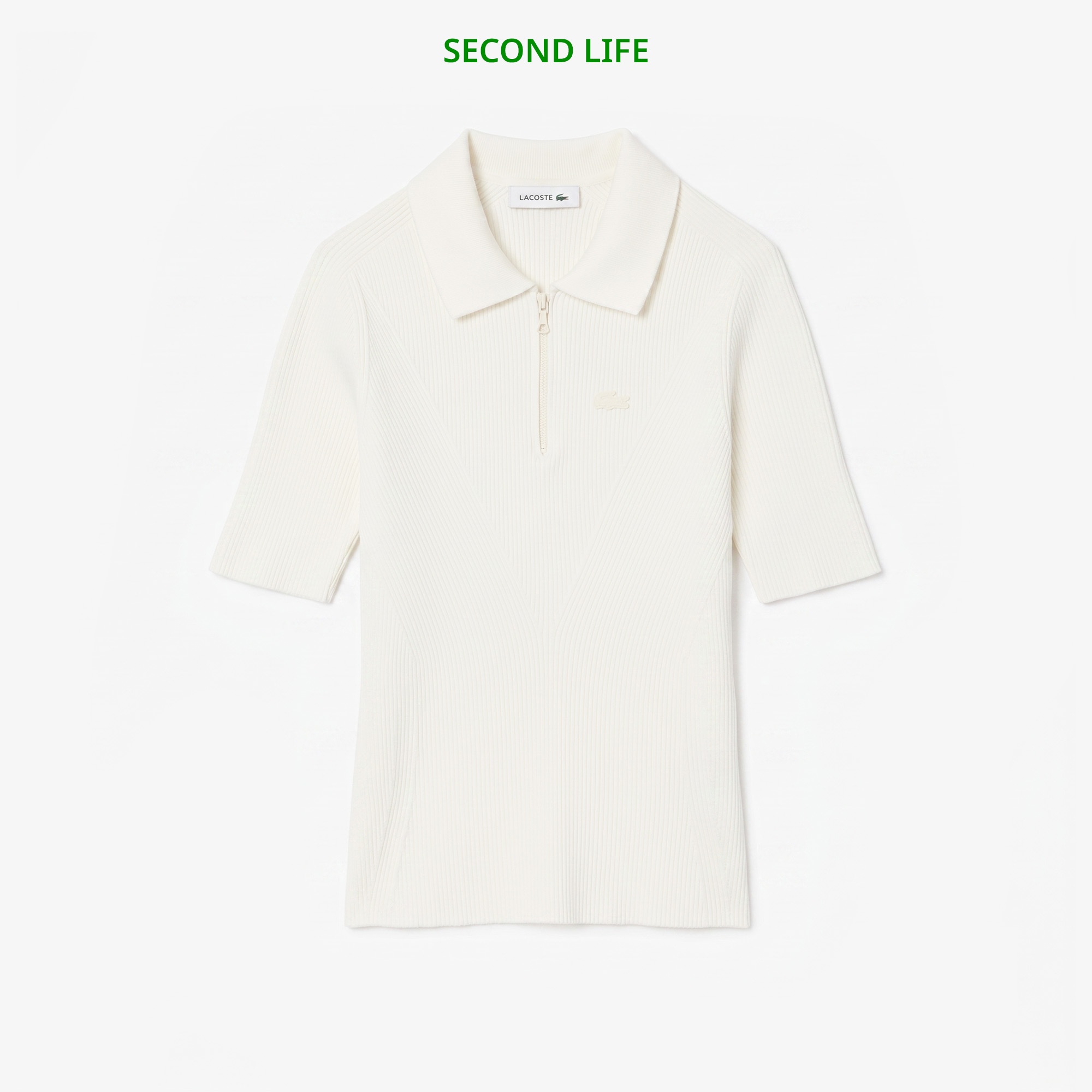 İkinci El Kadın Slim Fit Polo Yaka Beyaz Triko