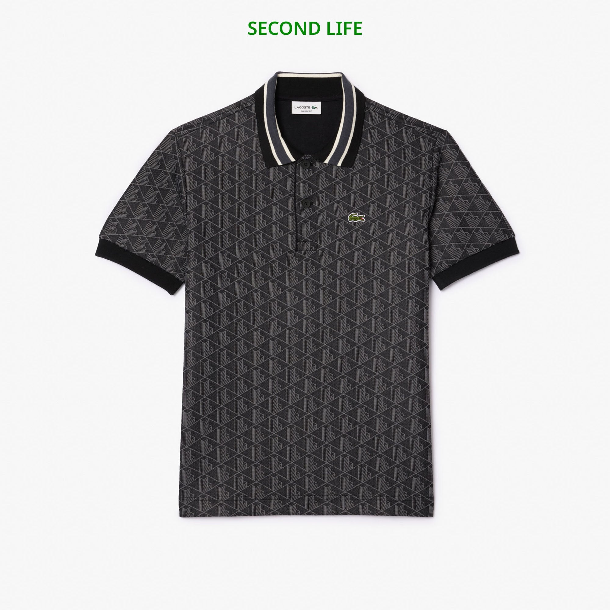 İkinci El Erkek Classic Fit Monogram Siyah Polo