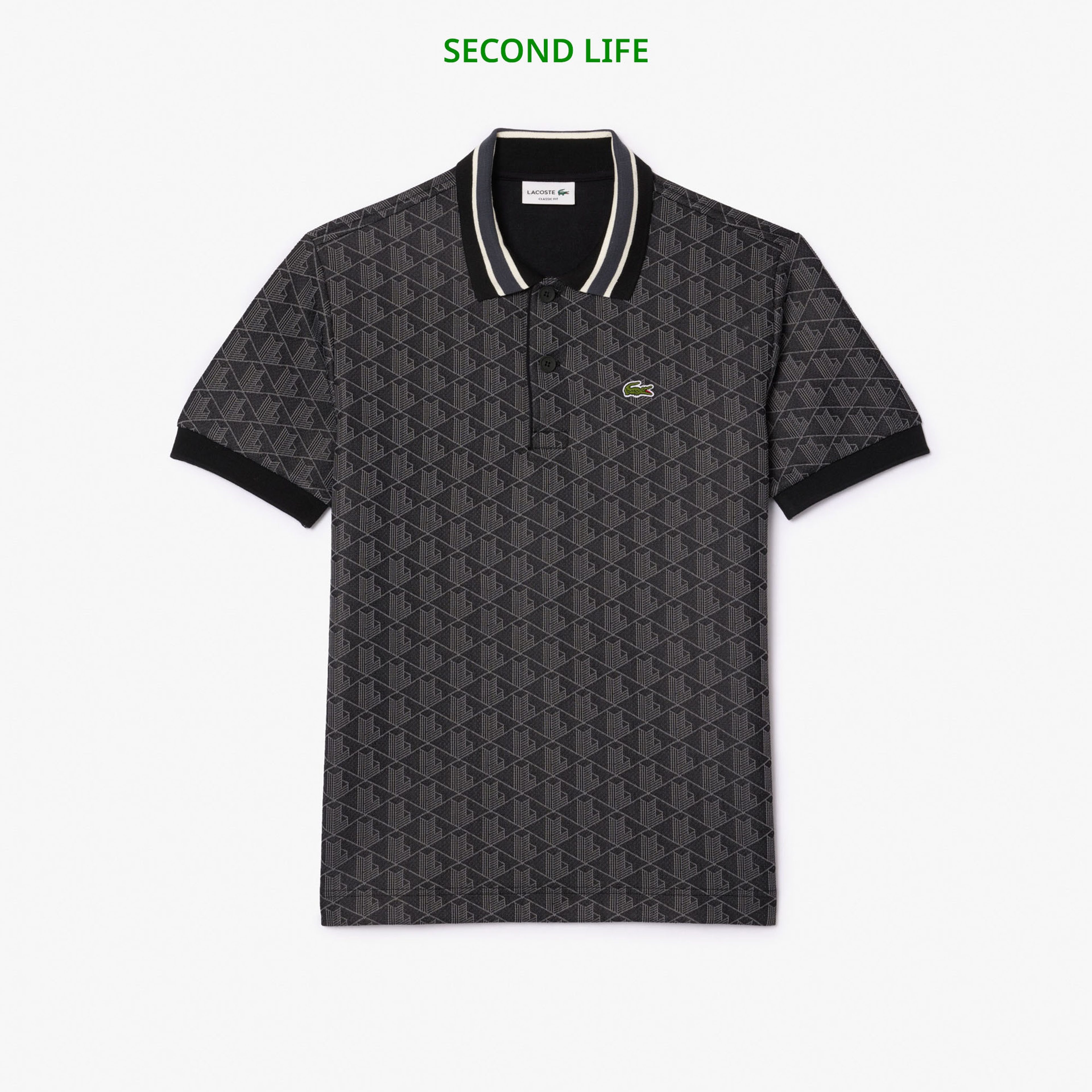 İkinci El Erkek Classic Fit Monogram Siyah Polo İkinci El Erkek Classic Fit Monogram Siyah Polo