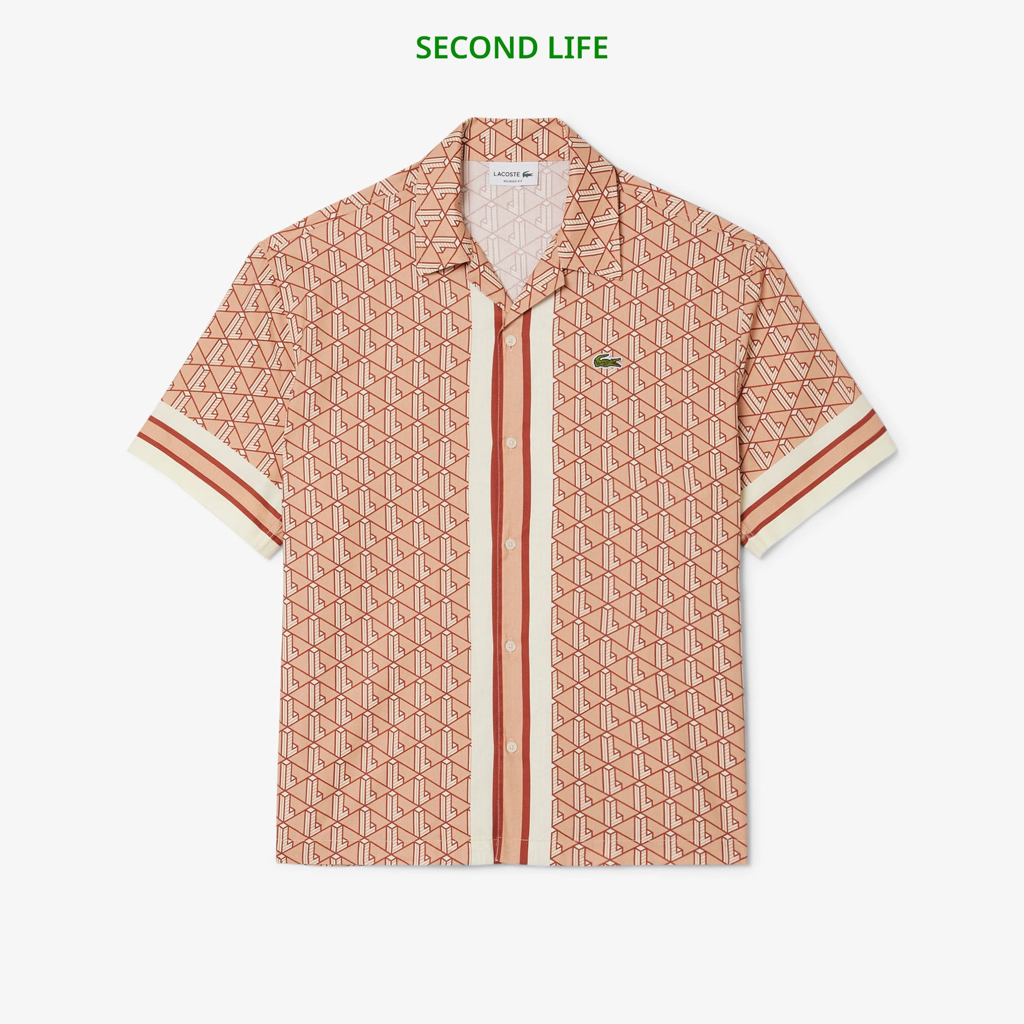 İkinci El Erkek Relaxed Fit Kısa Kollu Monogram Turuncu Gömlek