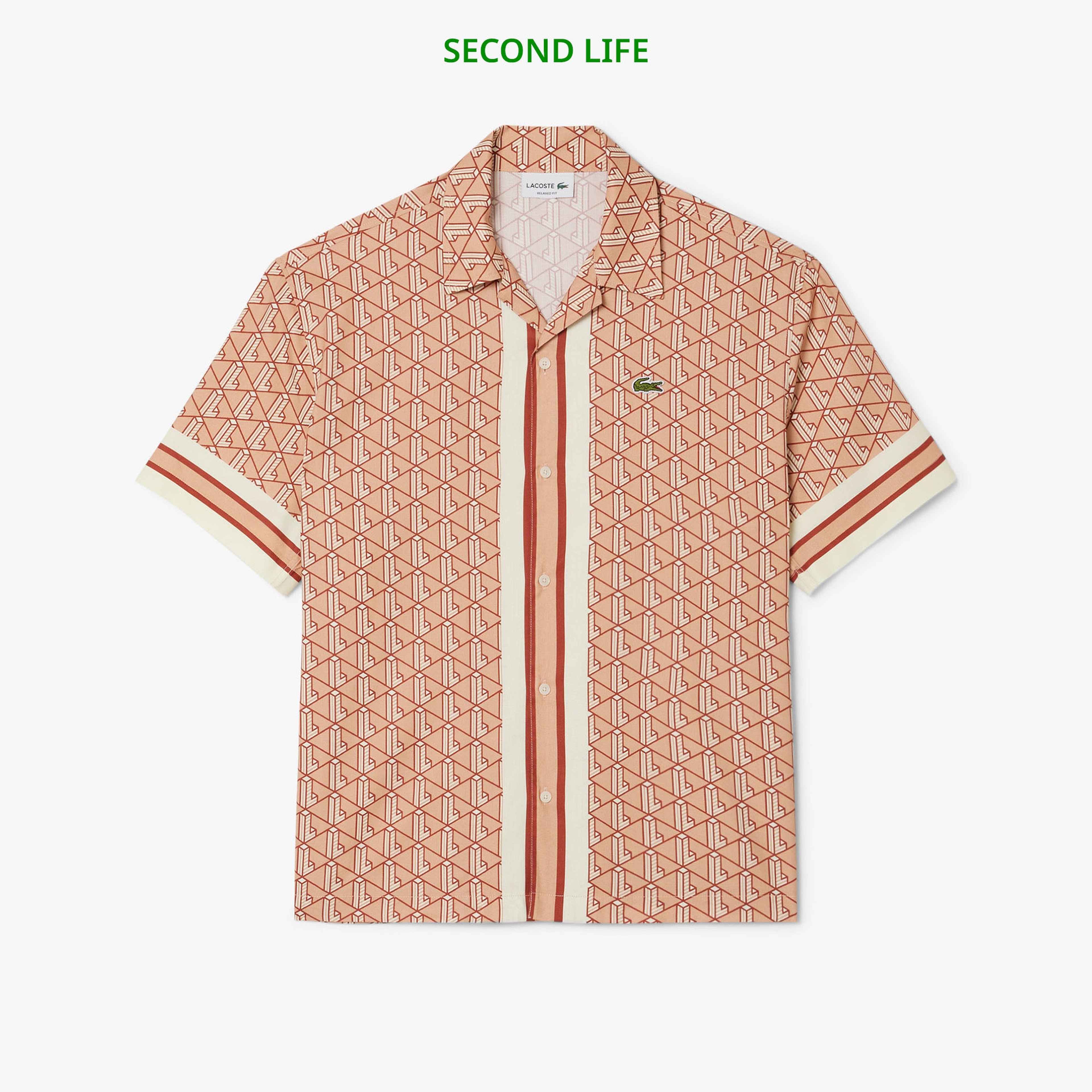 İkinci El Erkek Relaxed Fit Kısa Kollu Monogram Turuncu Gömlek İkinci El Erkek Relaxed Fit Kısa Kollu Monogram Turuncu Gömlek