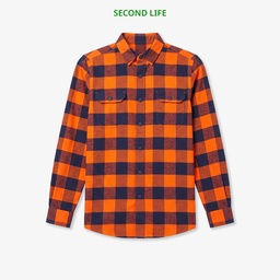 İkinci El Erkek Slim Fit Ekose Turuncu Gömlek Lacivert