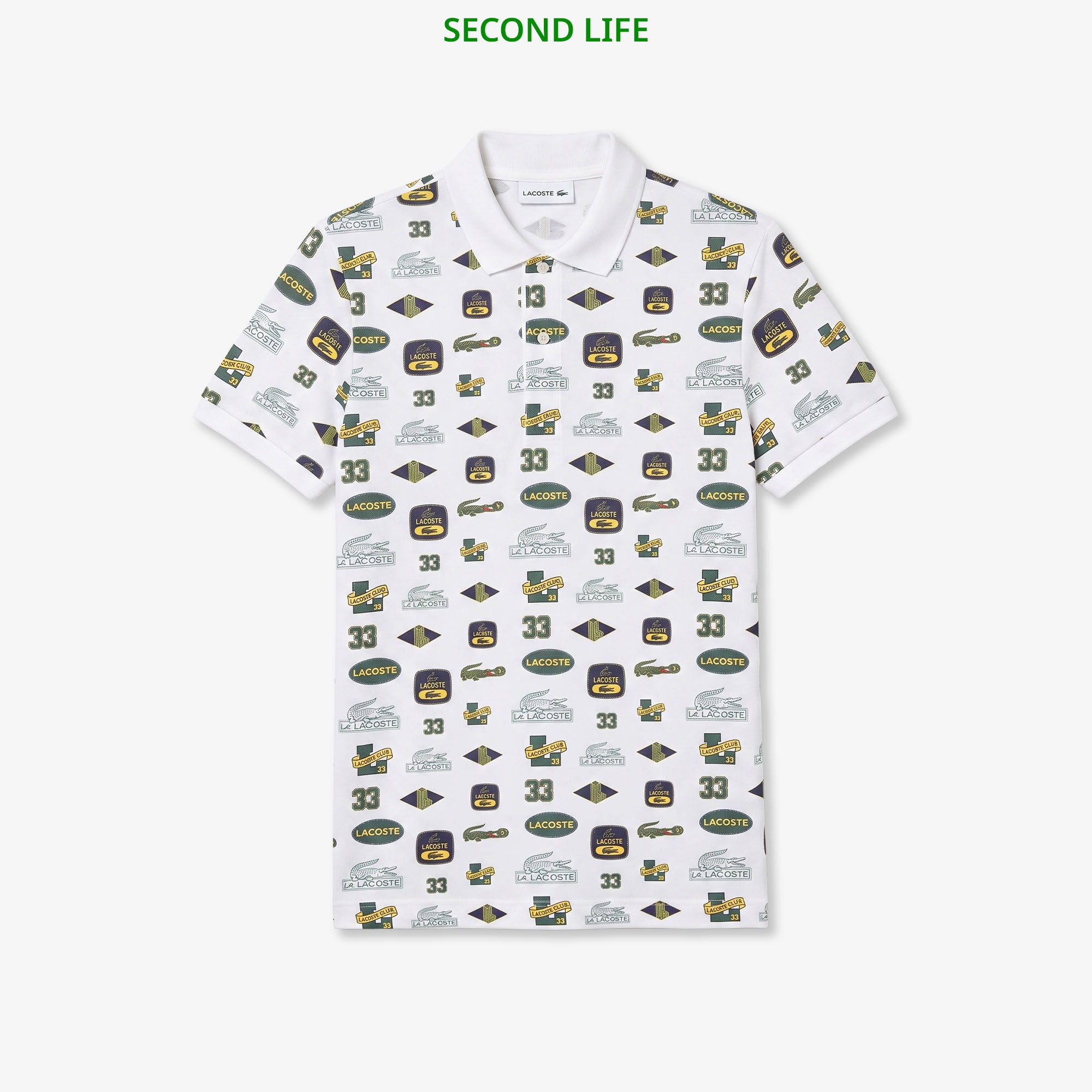 İkinci El Erkek Slim Fit Baskılı Beyaz Polo
