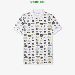 İkinci El Erkek Slim Fit Baskılı Beyaz Polo Beyaz