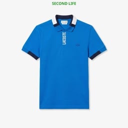 İkinci El Erkek Regular Fit Yarım Fermuarlı Baskılı Mavi Polo Lacivert