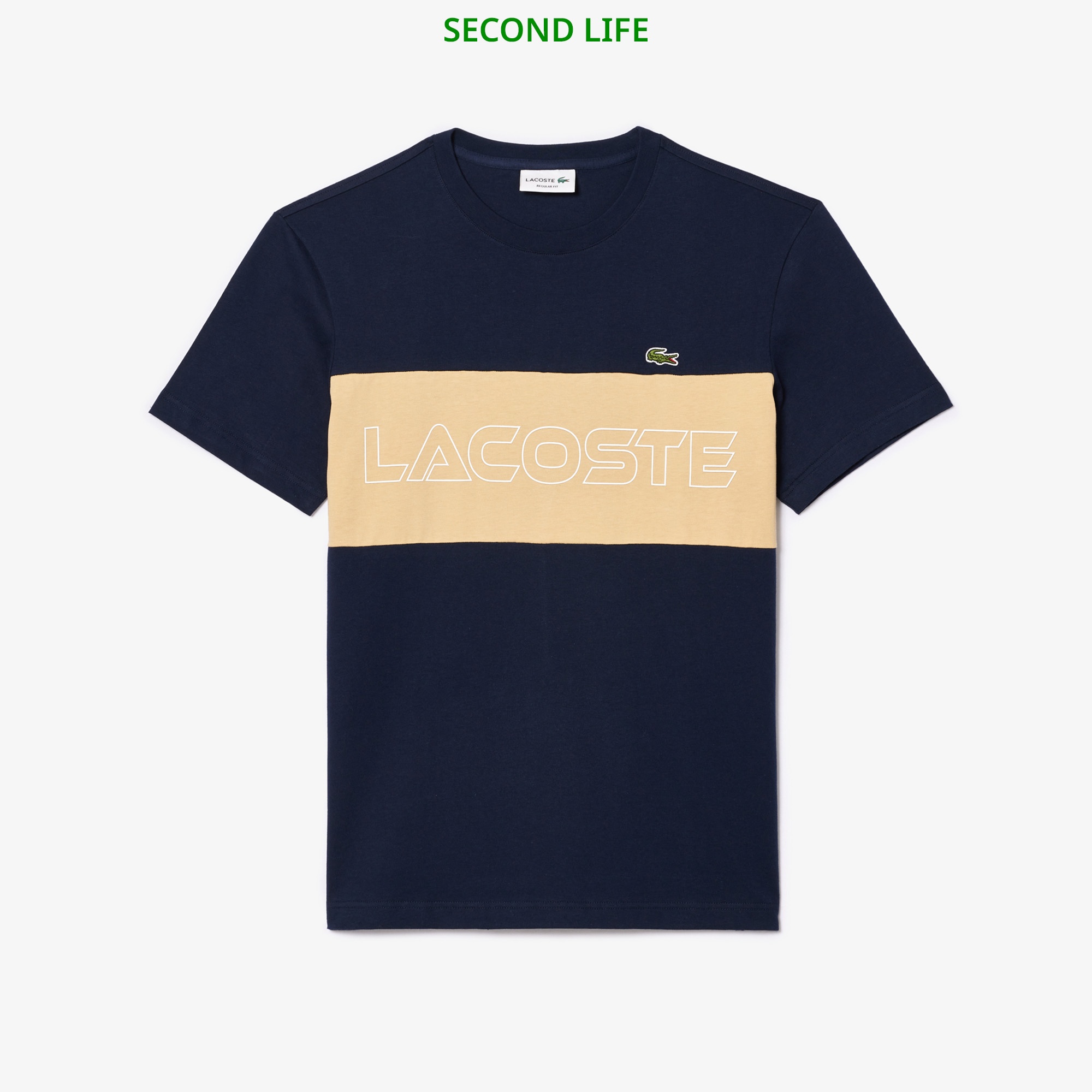İkinci El Erkek Regular Fit Bisiklet Yaka Renk Bloklu Lacivert T-Shirt