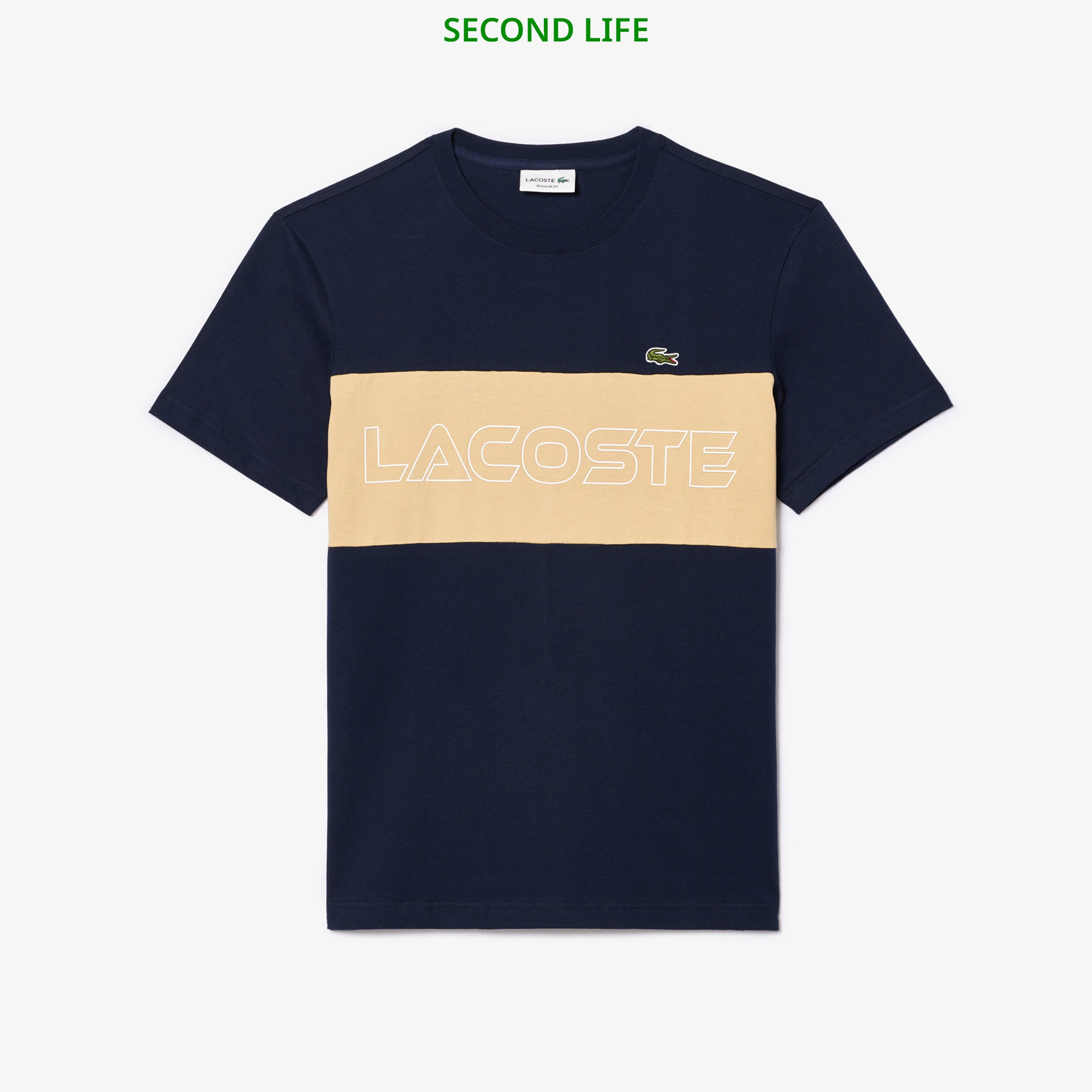İkinci El Erkek Regular Fit Bisiklet Yaka Renk Bloklu Lacivert T-Shirt