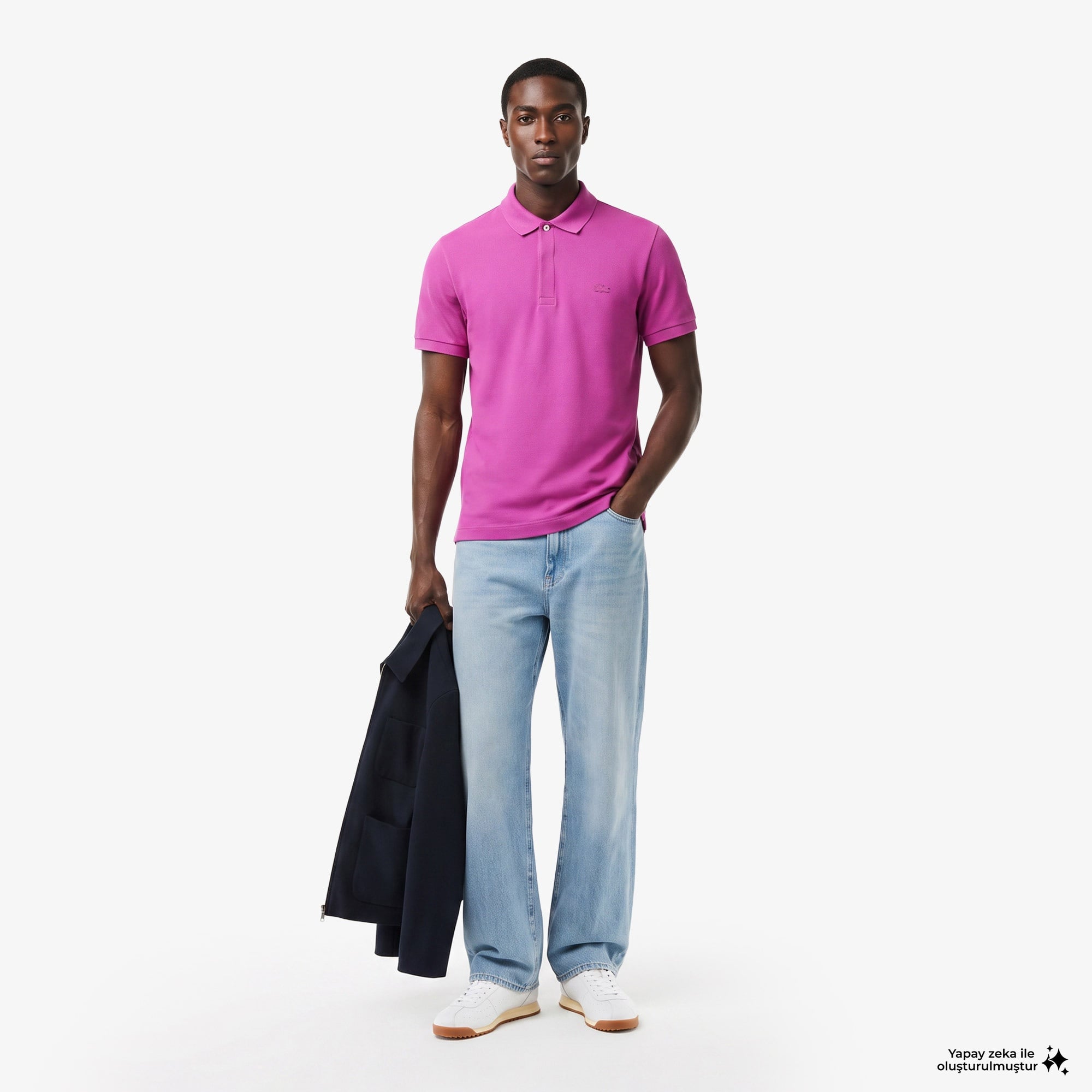 Erkek Regular Fit Pembe Paris Polo