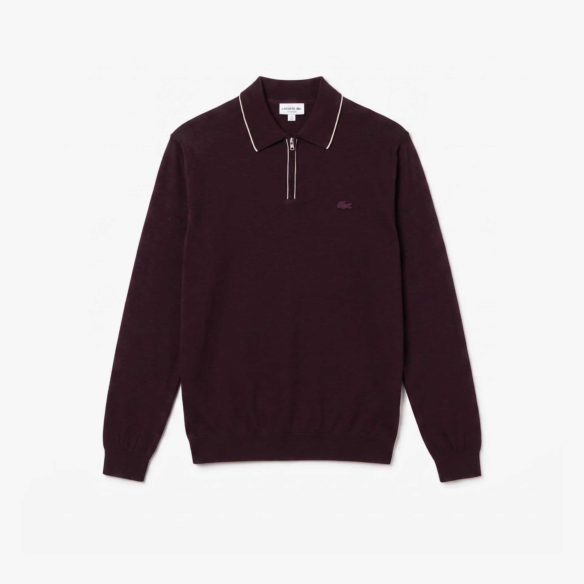 Erkek Regular Fit Yarım Fermuarlı Yün Bordo Kazak