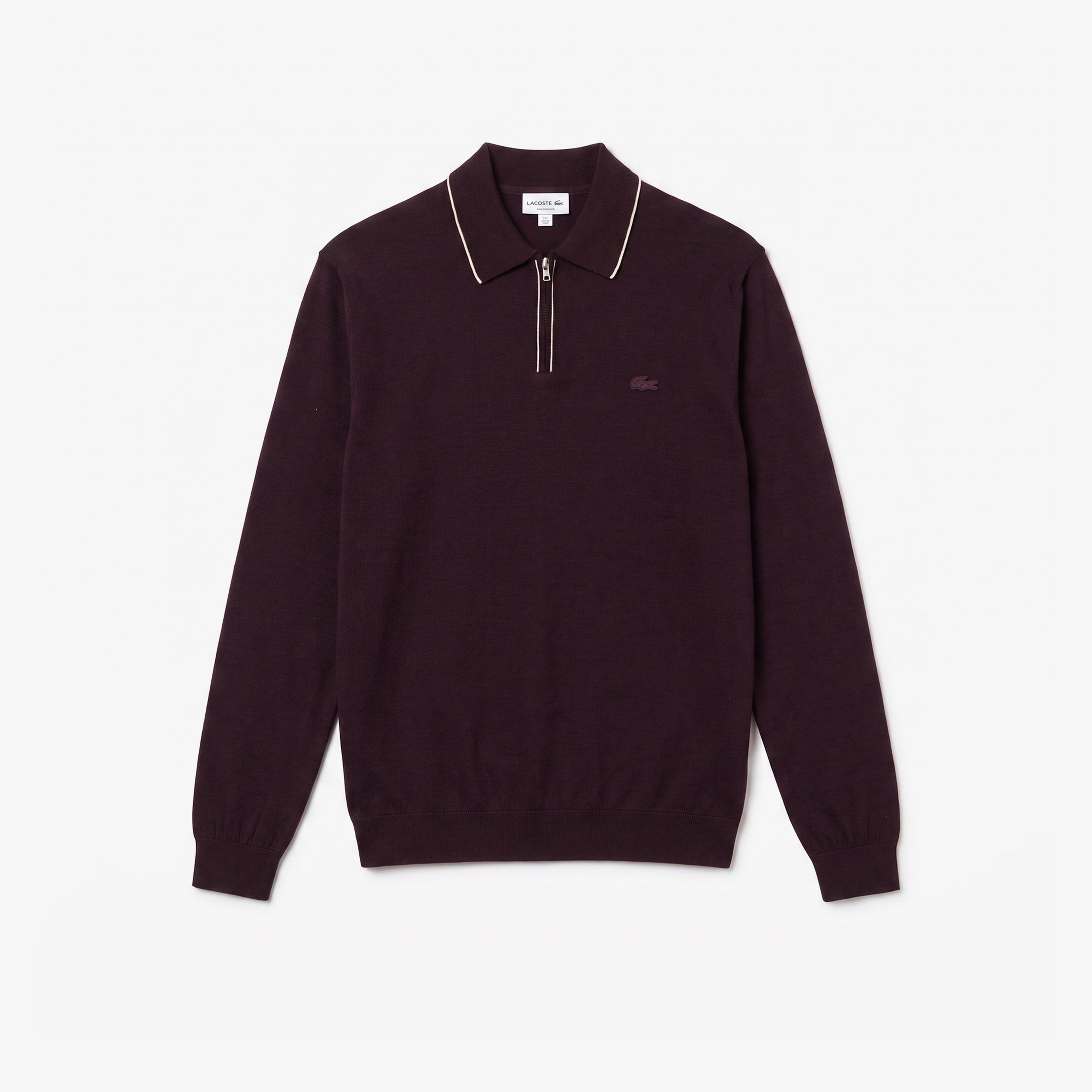 Erkek Regular Fit Yarım Fermuarlı Yün Bordo Kazak