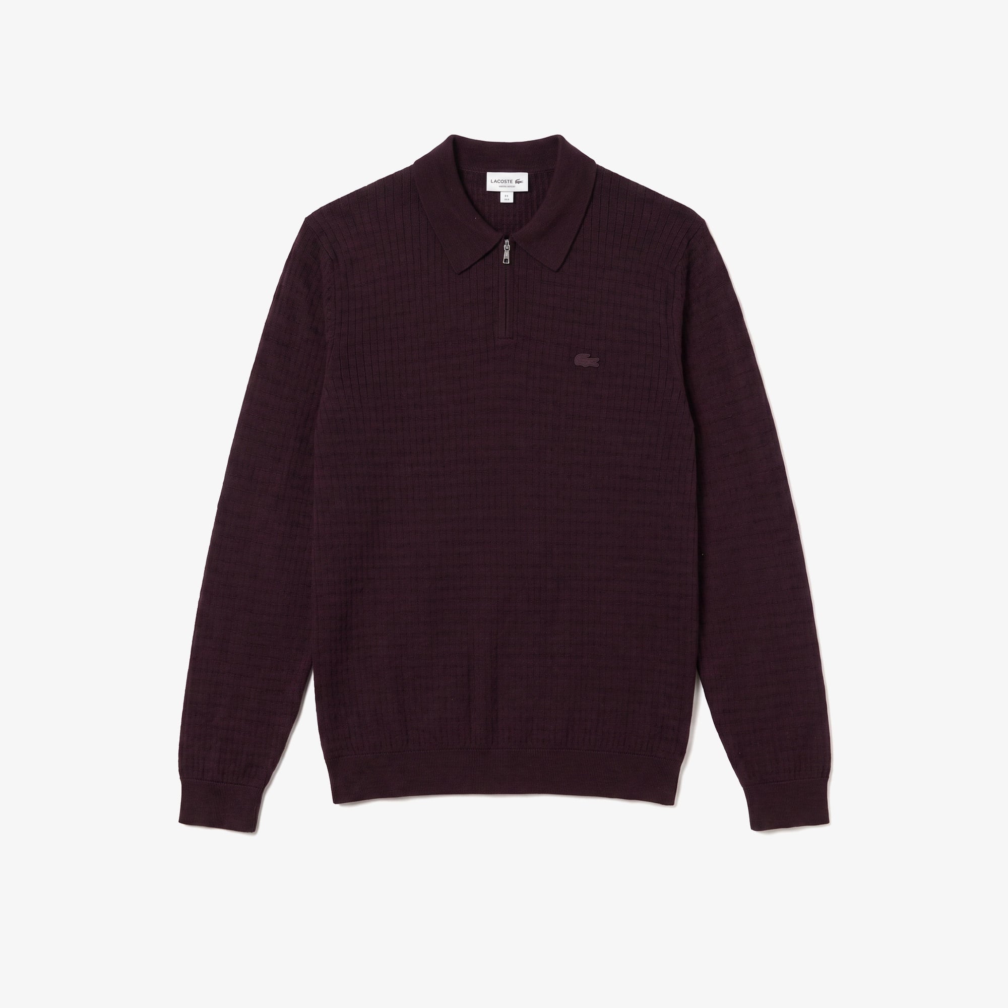 Erkek Regular Fit Yarım Fermuarlı Yün Bordo Kazak