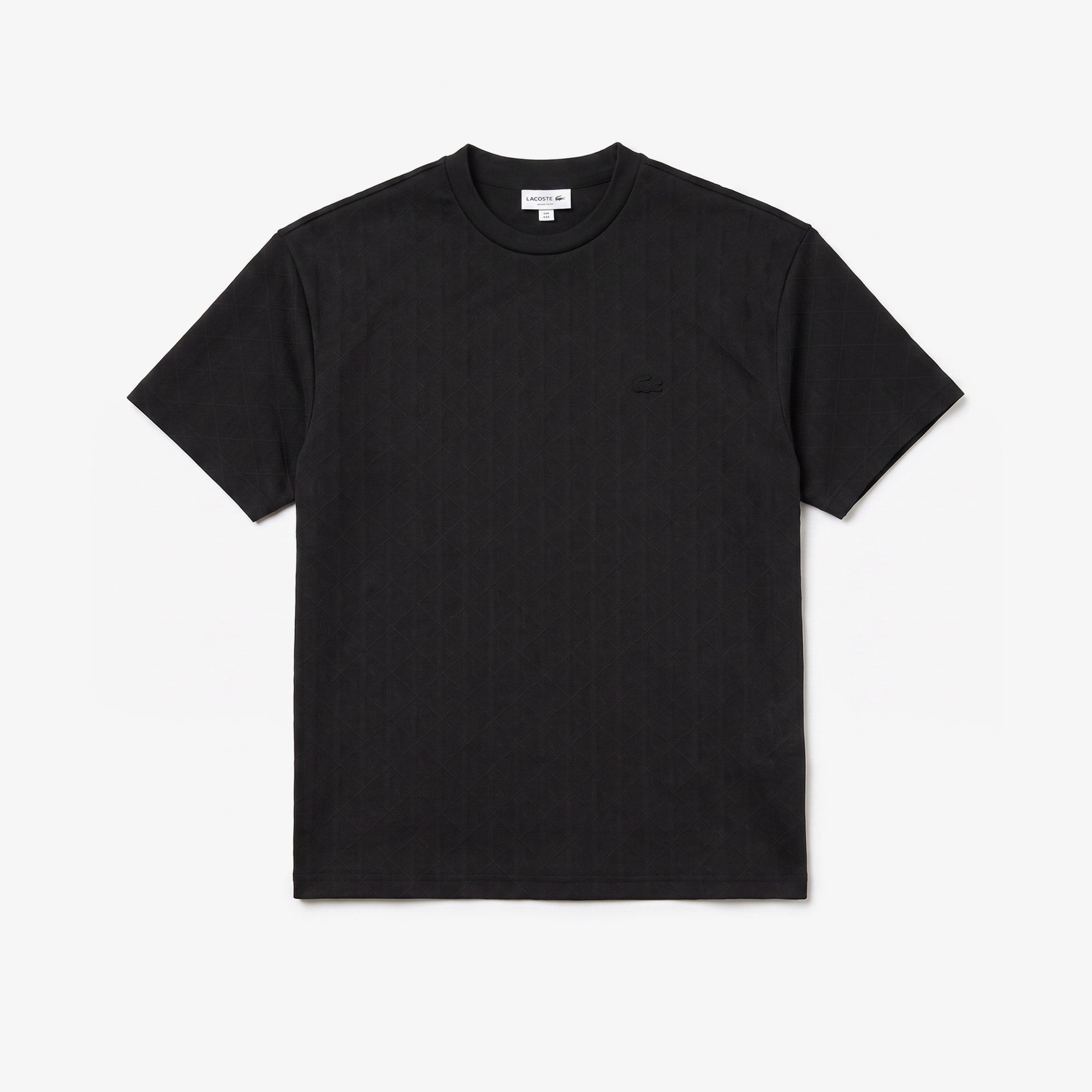Erkek Relaxed Fit Bisiklet Yaka Monogram Siyah T-Shirt