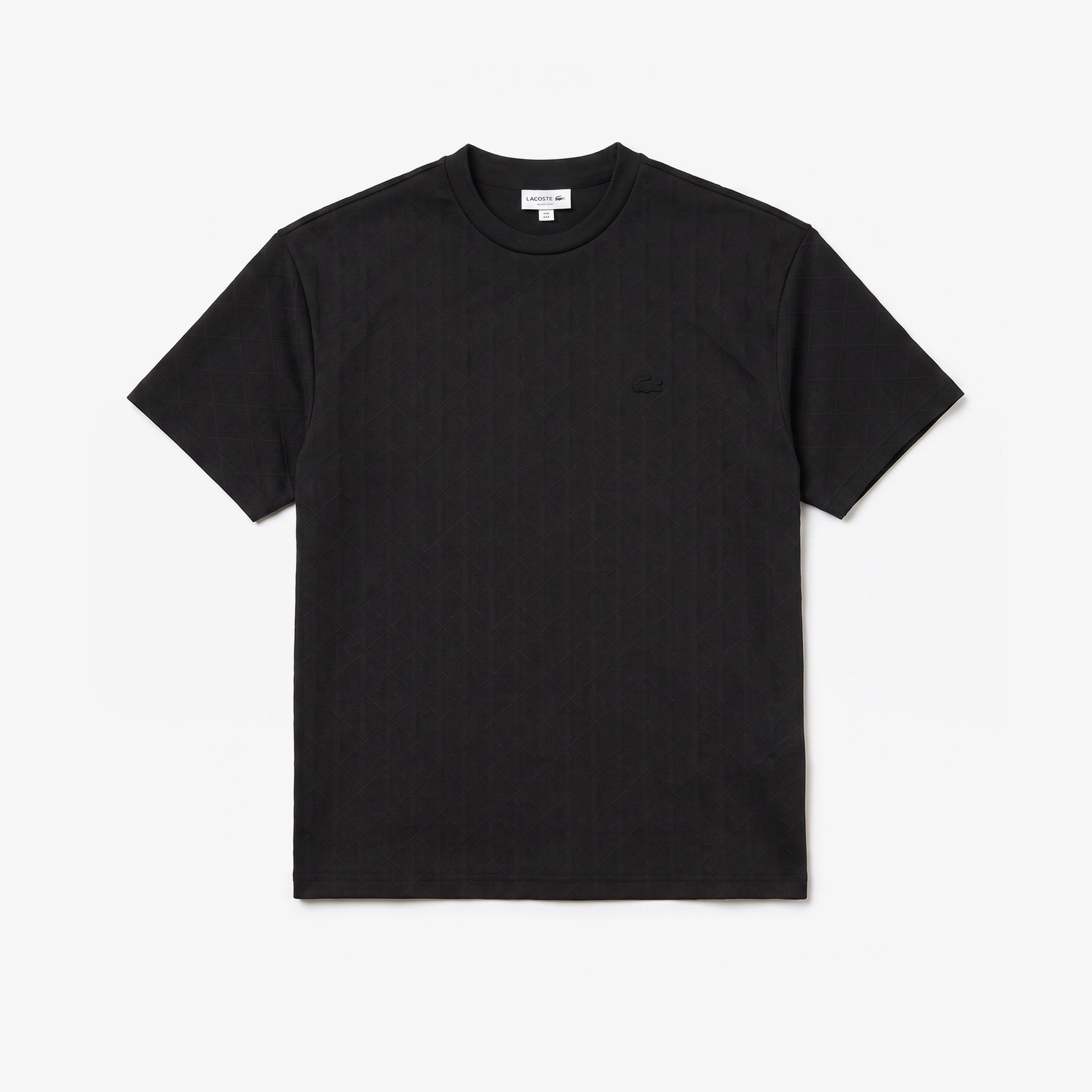 Erkek Relaxed Fit Bisiklet Yaka Monogram Siyah T-Shirt