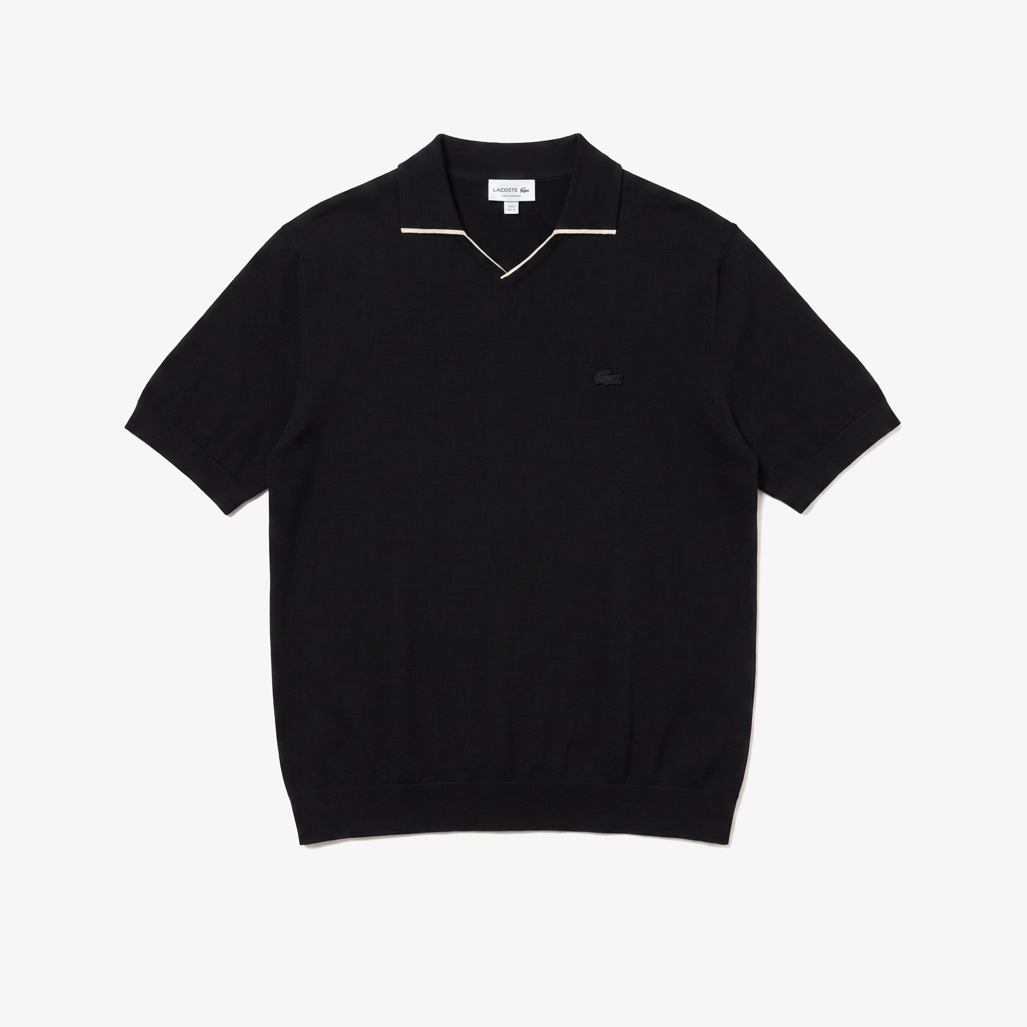 Erkek Regular Fit Kısa Kollu Polo Yaka Yün Siyah Triko
