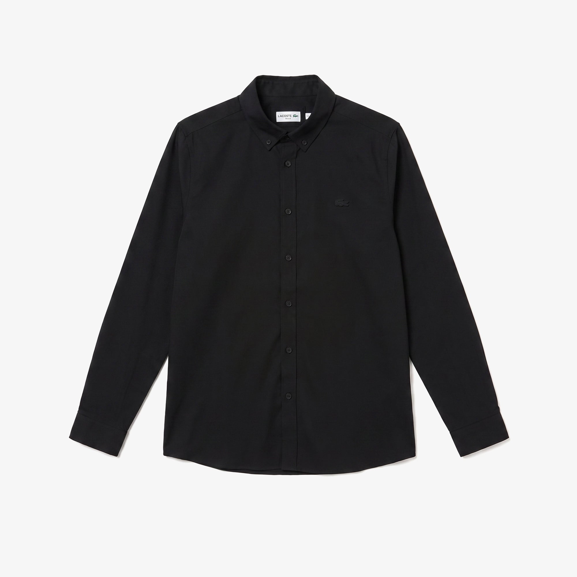 Erkek Slim Fit Düğmeli Yaka Siyah Gömlek