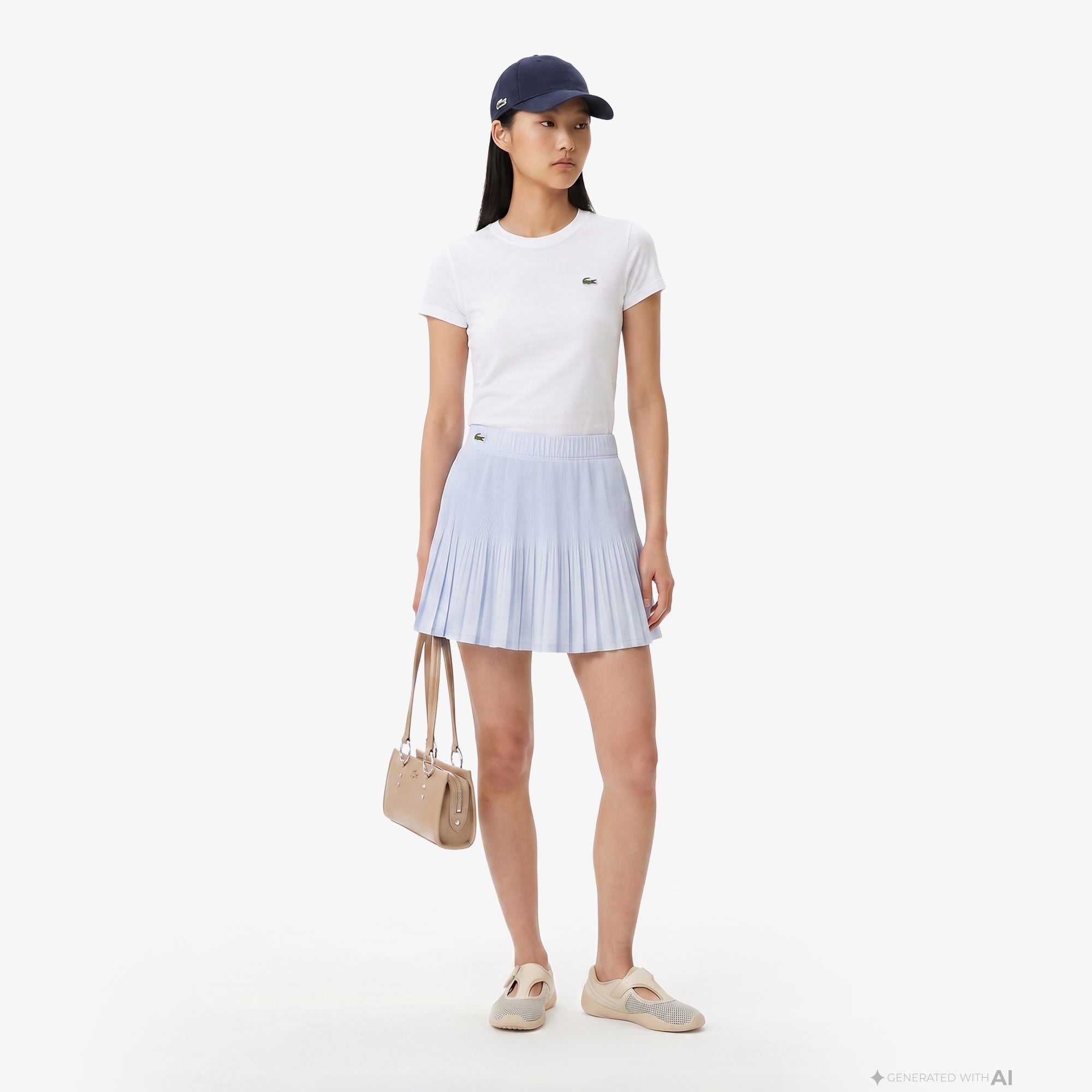 Lacoste Kadın Slim Fit Bisiklet Yaka Beyaz T-Shirt görsel 5