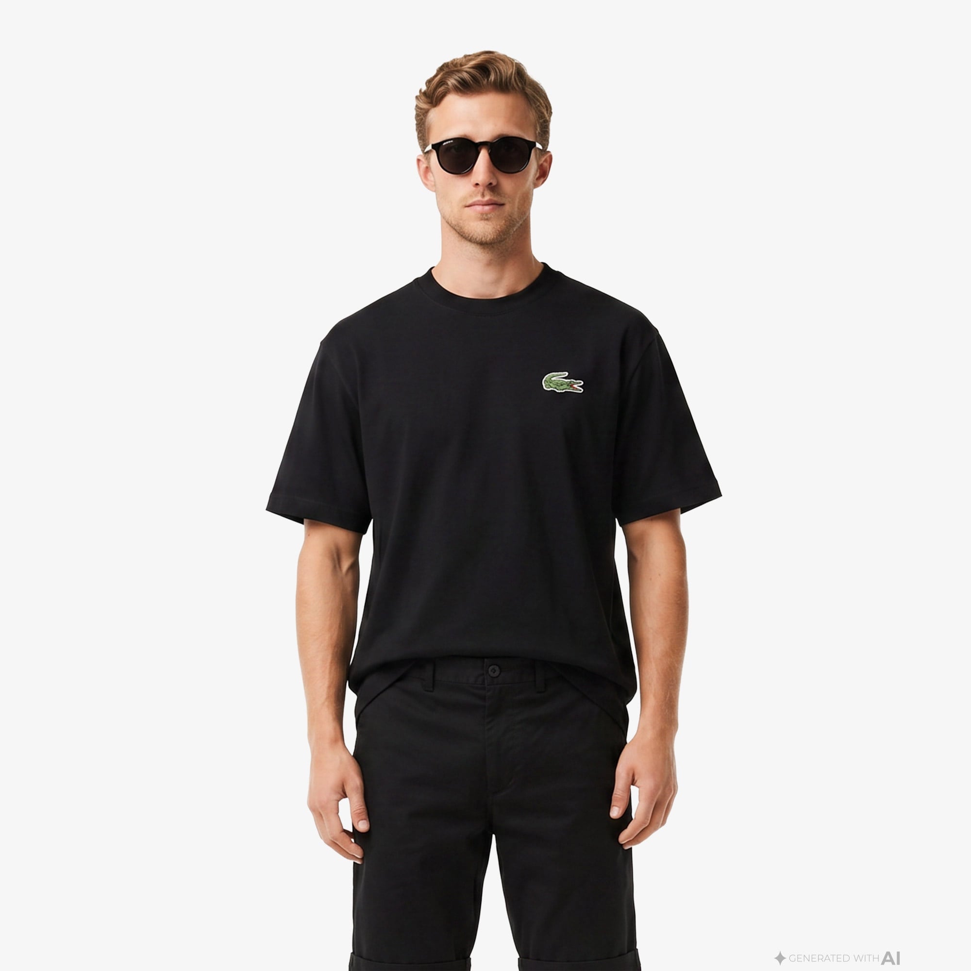 Unisex Loose Fit Bisiklet Yaka Organik Pamuk Siyah T-Shirt
